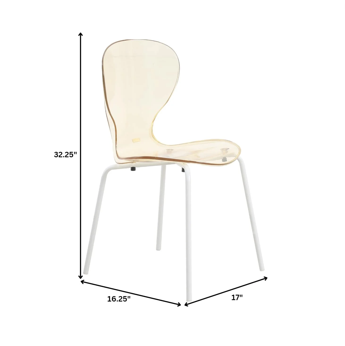Modern Oyster Transparent Side Chair in White Base Set of 4