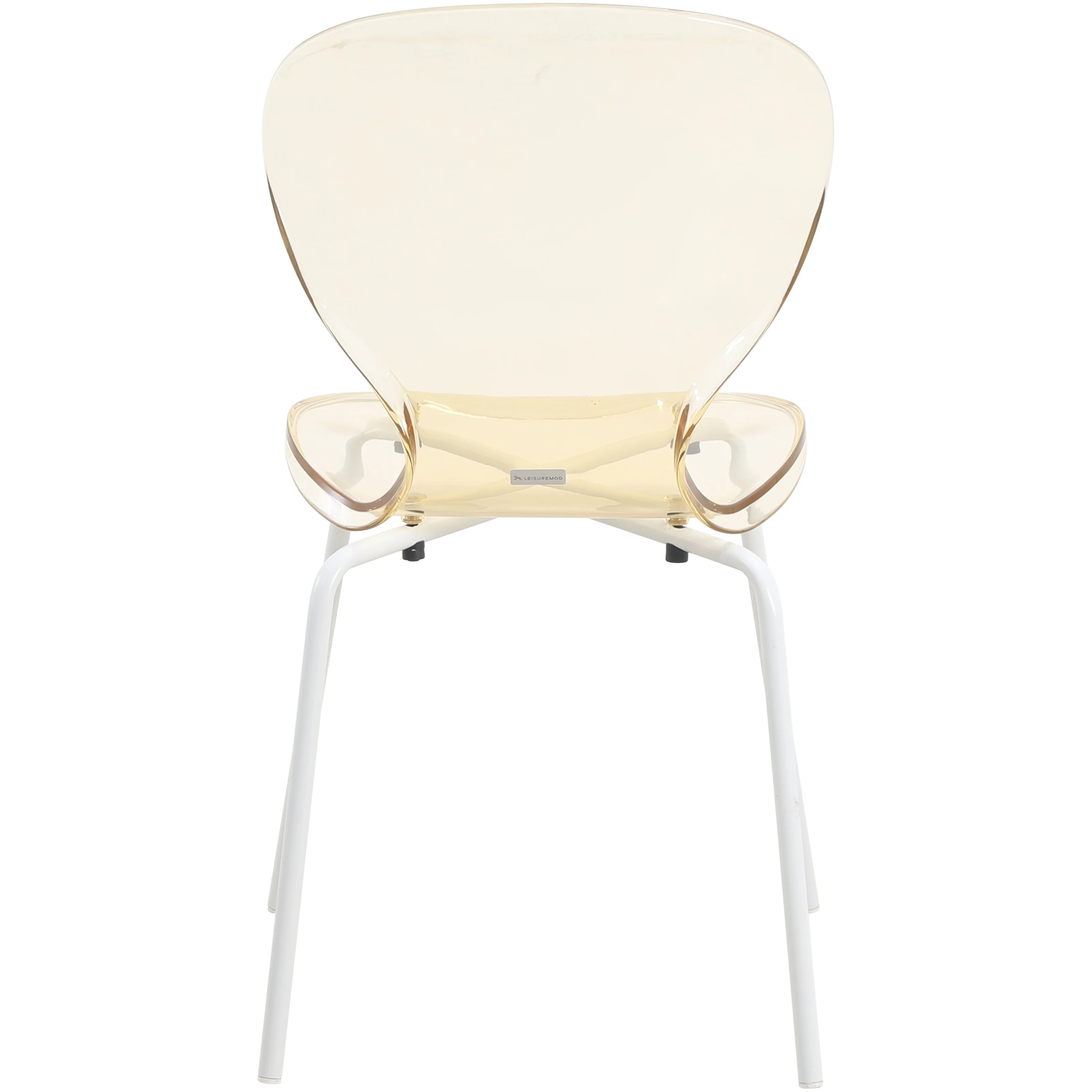 Modern Oyster Transparent Side Chair in White Base Set of 4