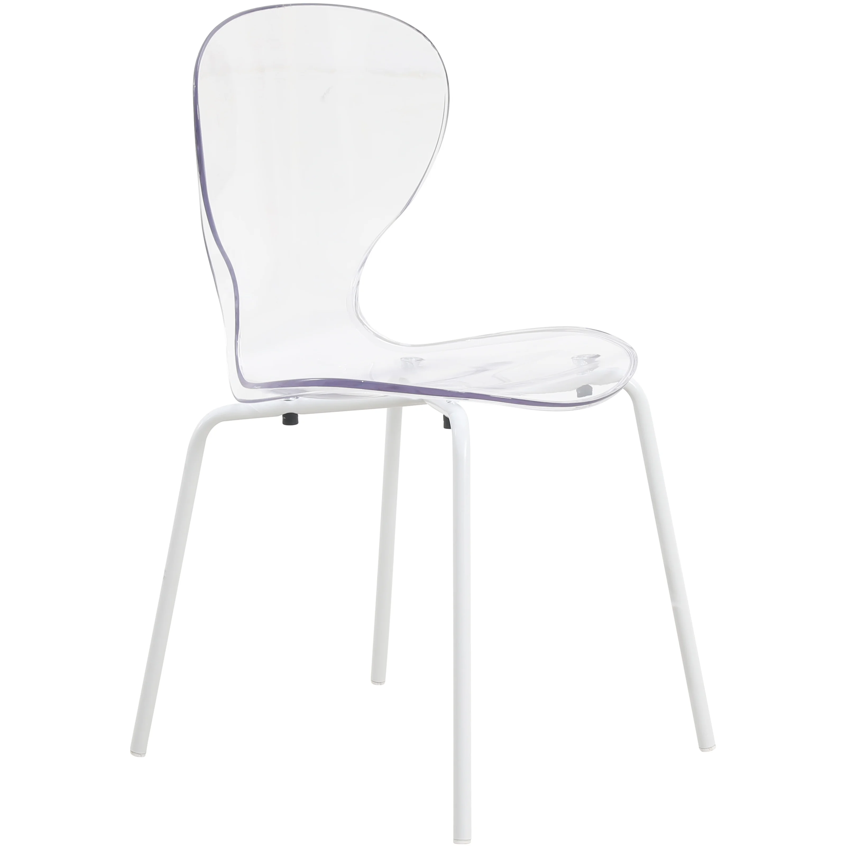 Modern Oyster Transparent Side Chair in White Base