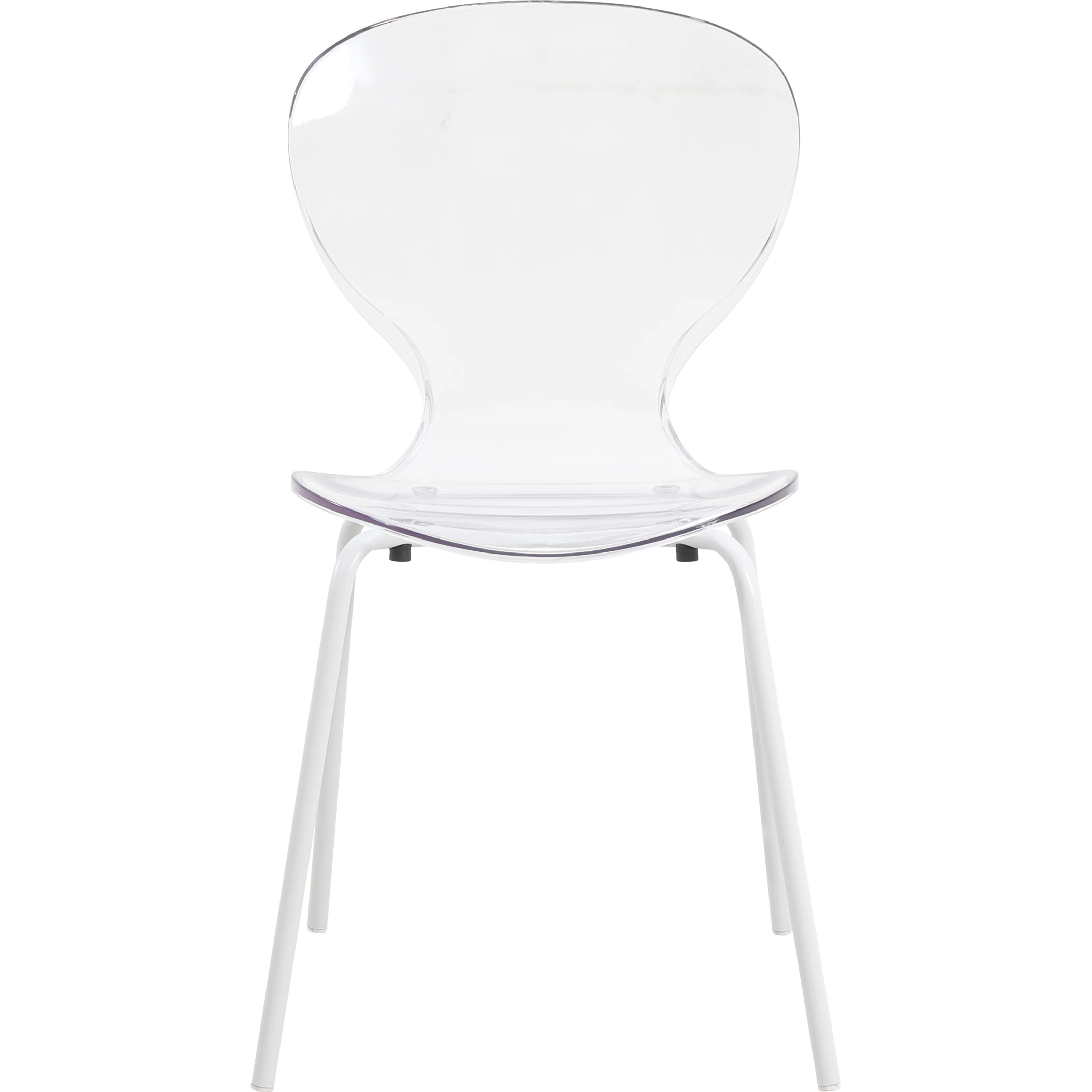 Modern Oyster Transparent Side Chair in White Base