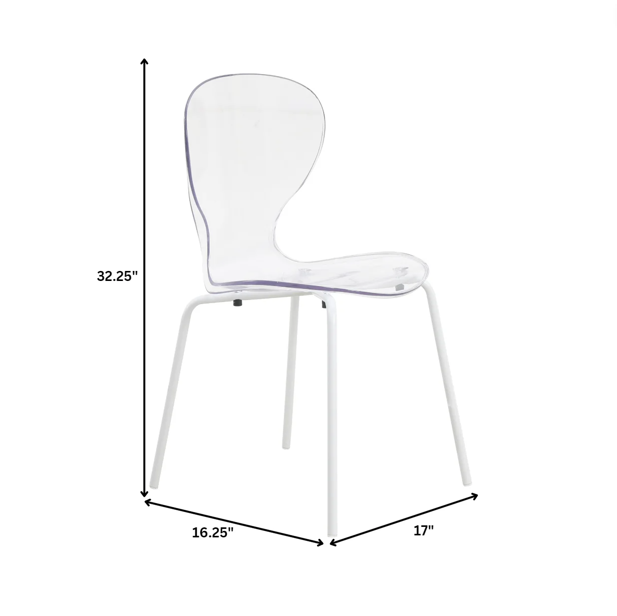 Modern Oyster Transparent Side Chair in White Base