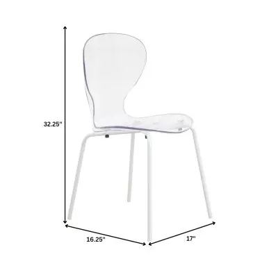 Modern Oyster Transparent Side Chair in White Base
