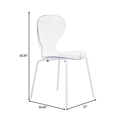 Modern Oyster Transparent Side Chair in White Base Set of 2
