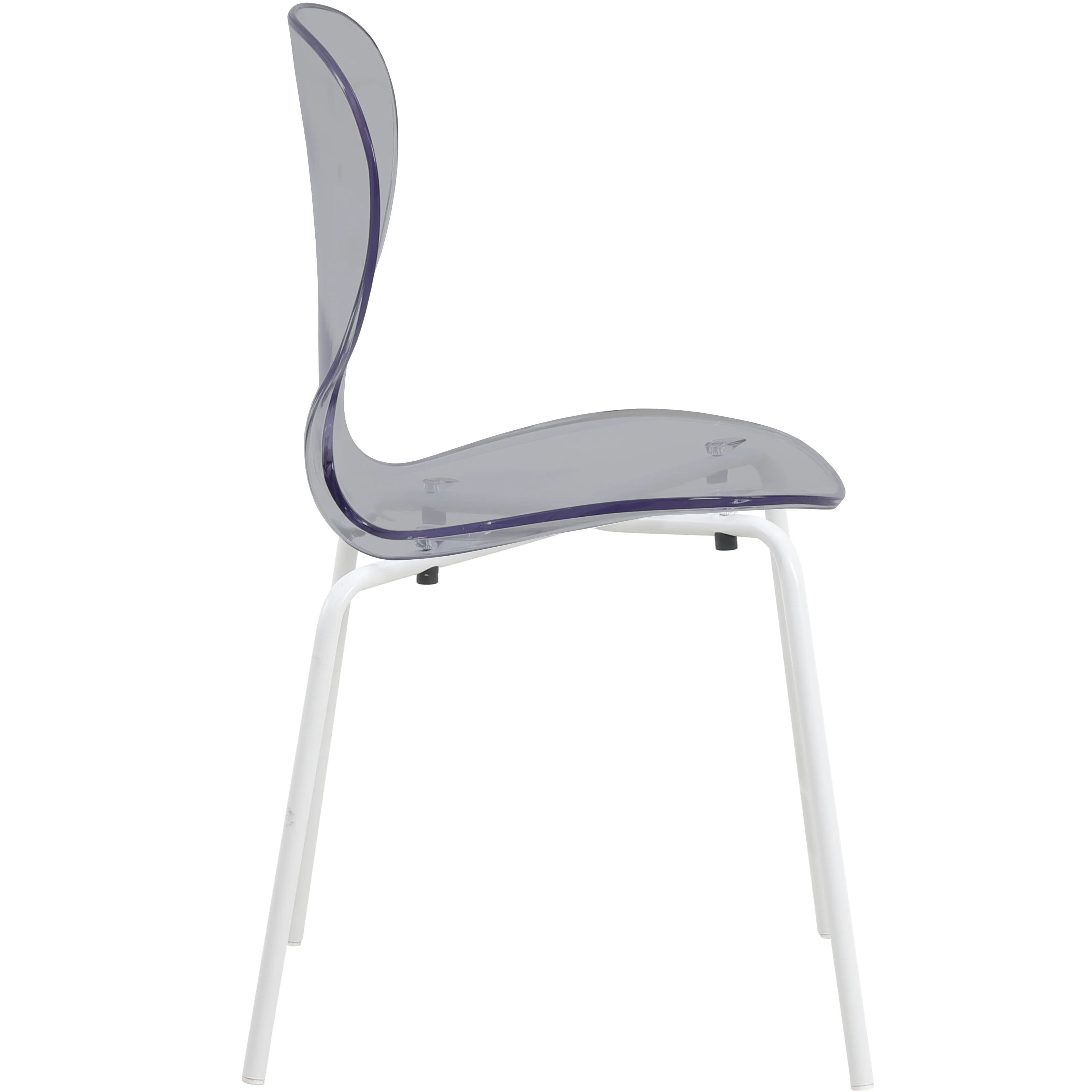 Modern Oyster Transparent Side Chair in White Base