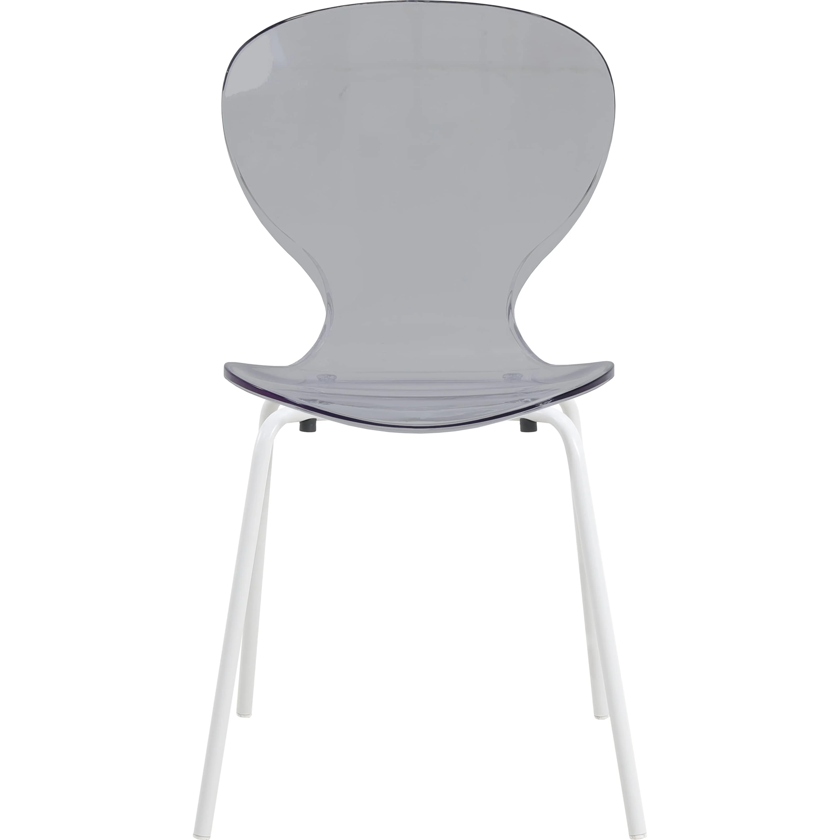 Modern Oyster Transparent Side Chair in White Base Set of 4