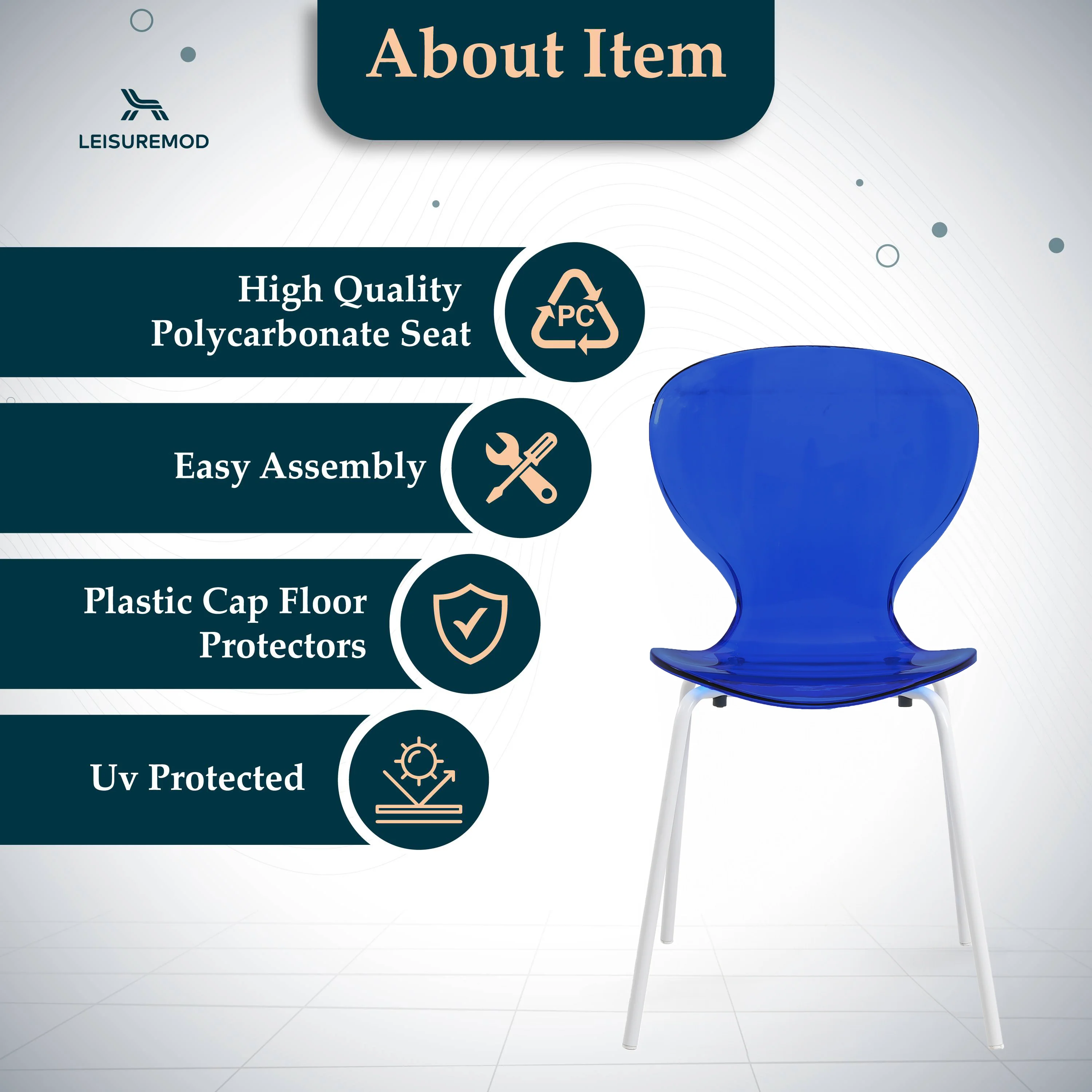 Modern Oyster Transparent Side Chair in White Base