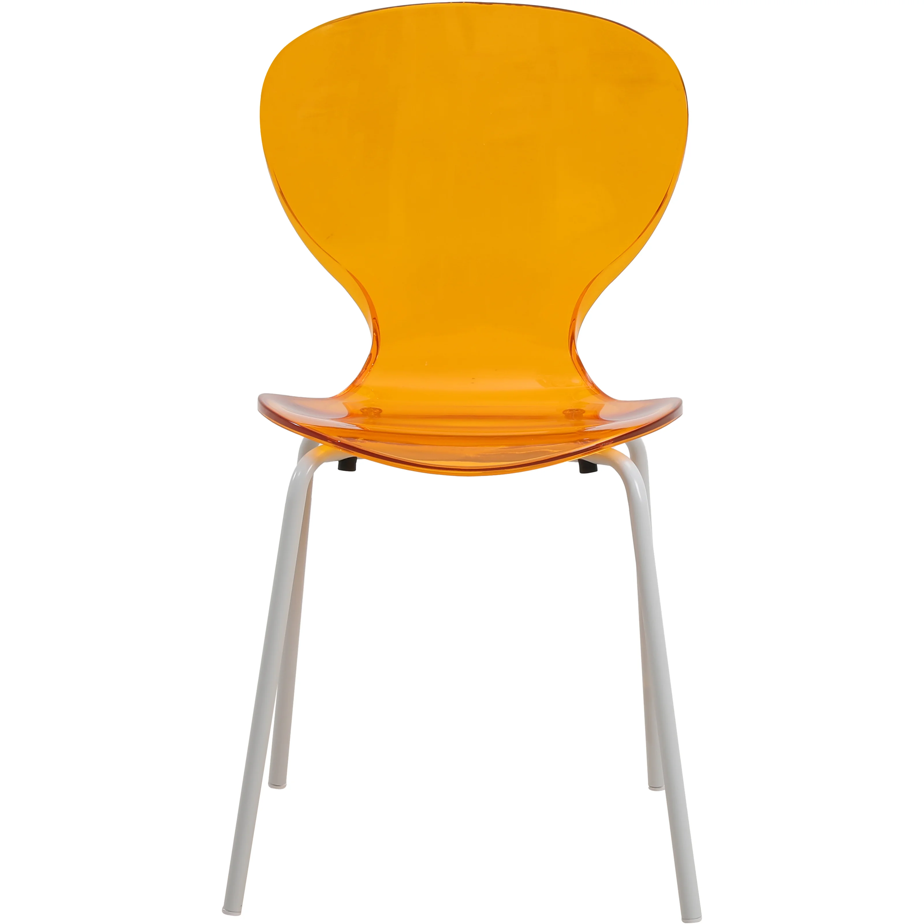 Modern Oyster Transparent Side Chair in White Base