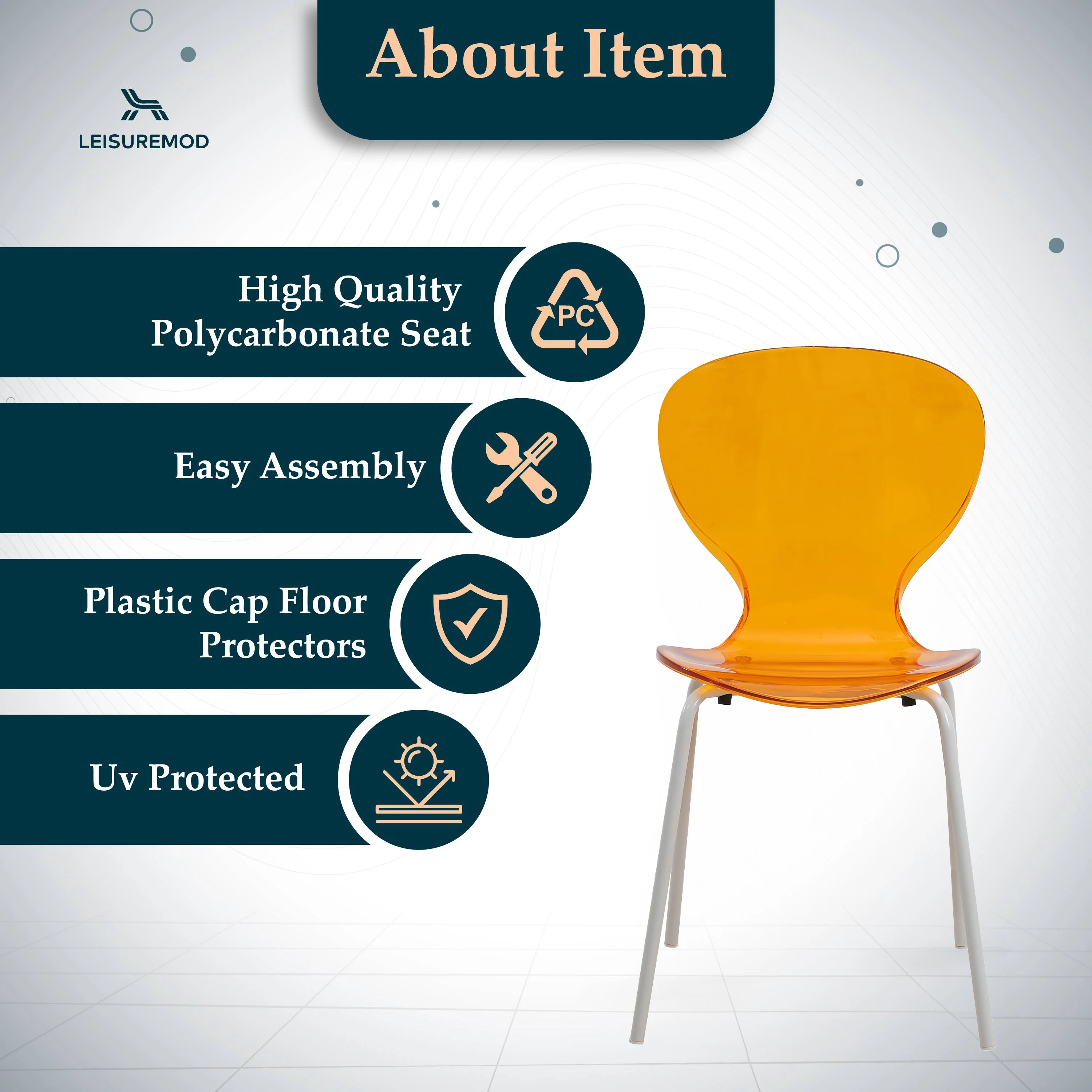 Modern Oyster Transparent Side Chair in White Base