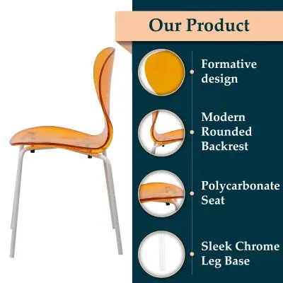 Modern Oyster Transparent Side Chair in White Base