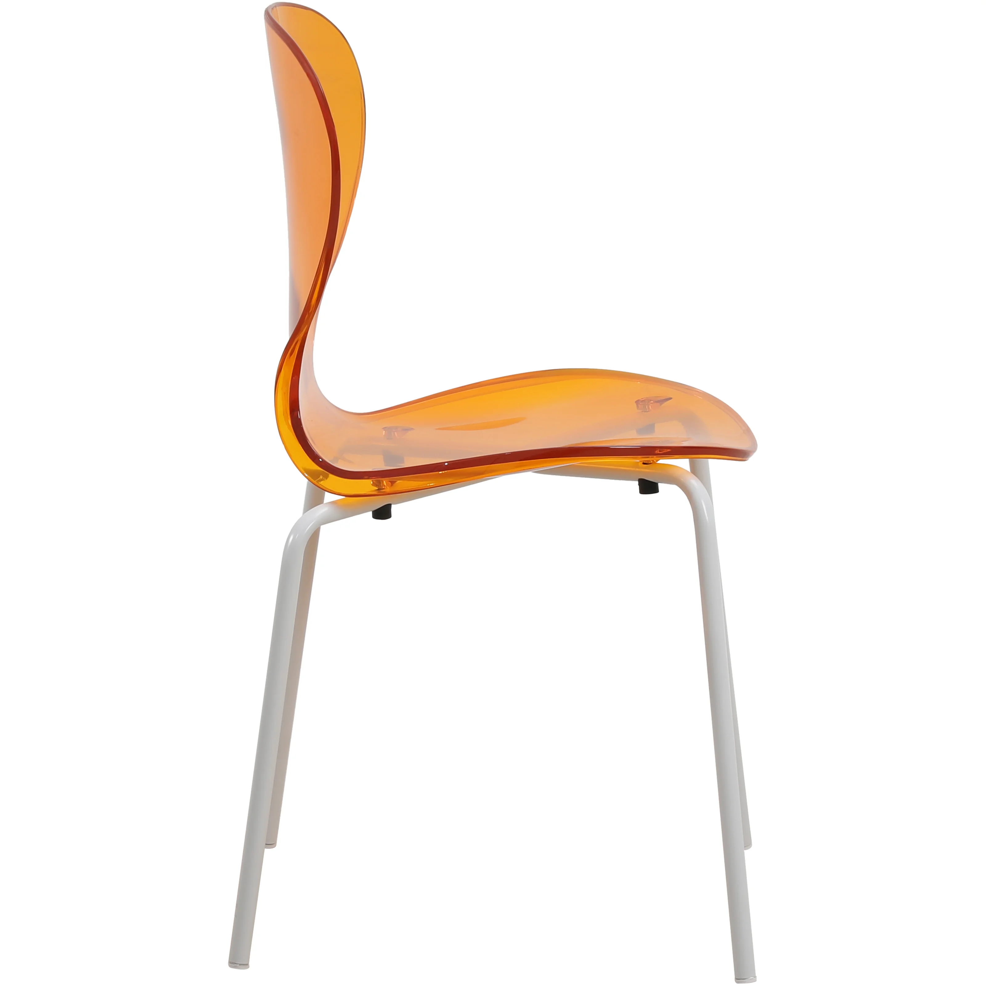 Modern Oyster Transparent Side Chair in White Base Set of 2