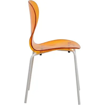 Modern Oyster Transparent Side Chair in White Base Set of 4