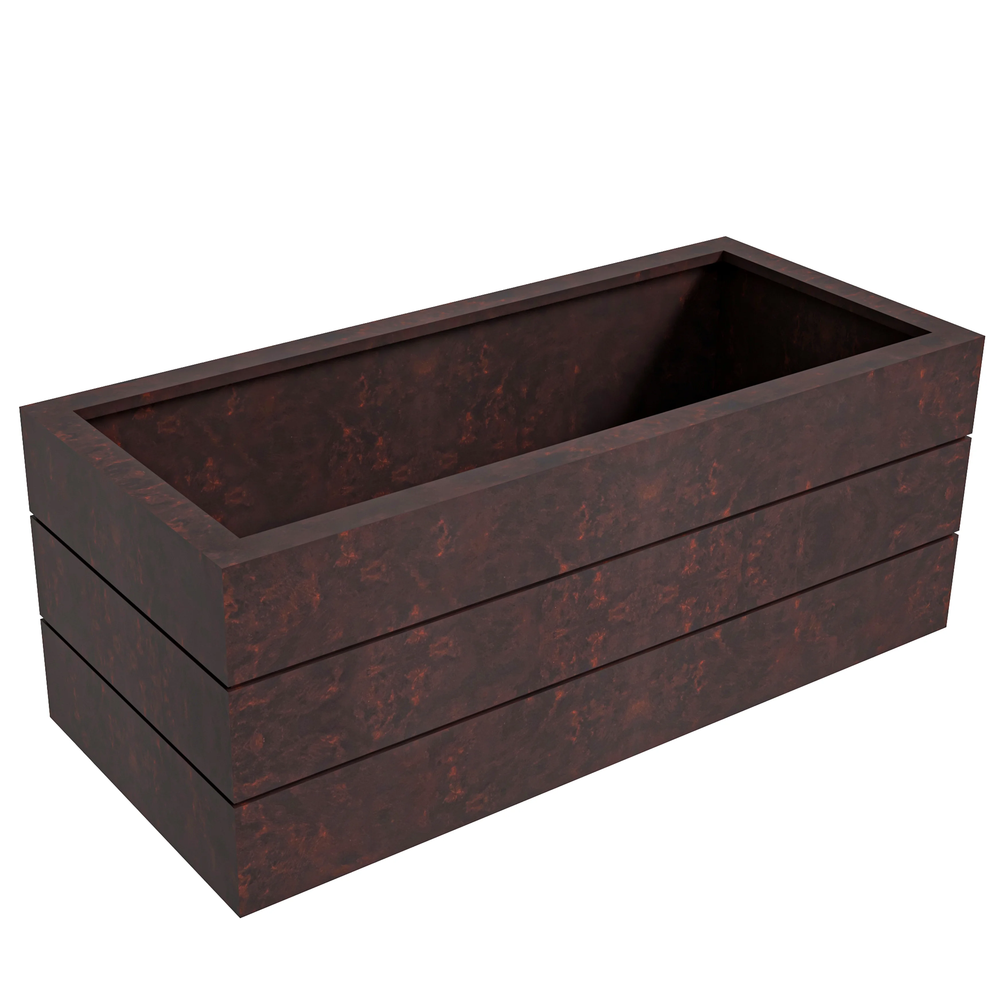 Oasis Series Rectangle Poly Stone Planter in Brown 15.7" x 13.8"   35.8 Long