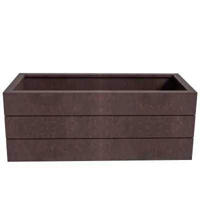 Oasis Series Rectangle Poly Stone Planter in Brown 15.7" x 13.8"   35.8 Long