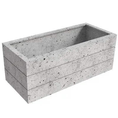 Oasis Series Rectangle Poly Stone Planter in White 15.7" x 13.8"   35.8 Long