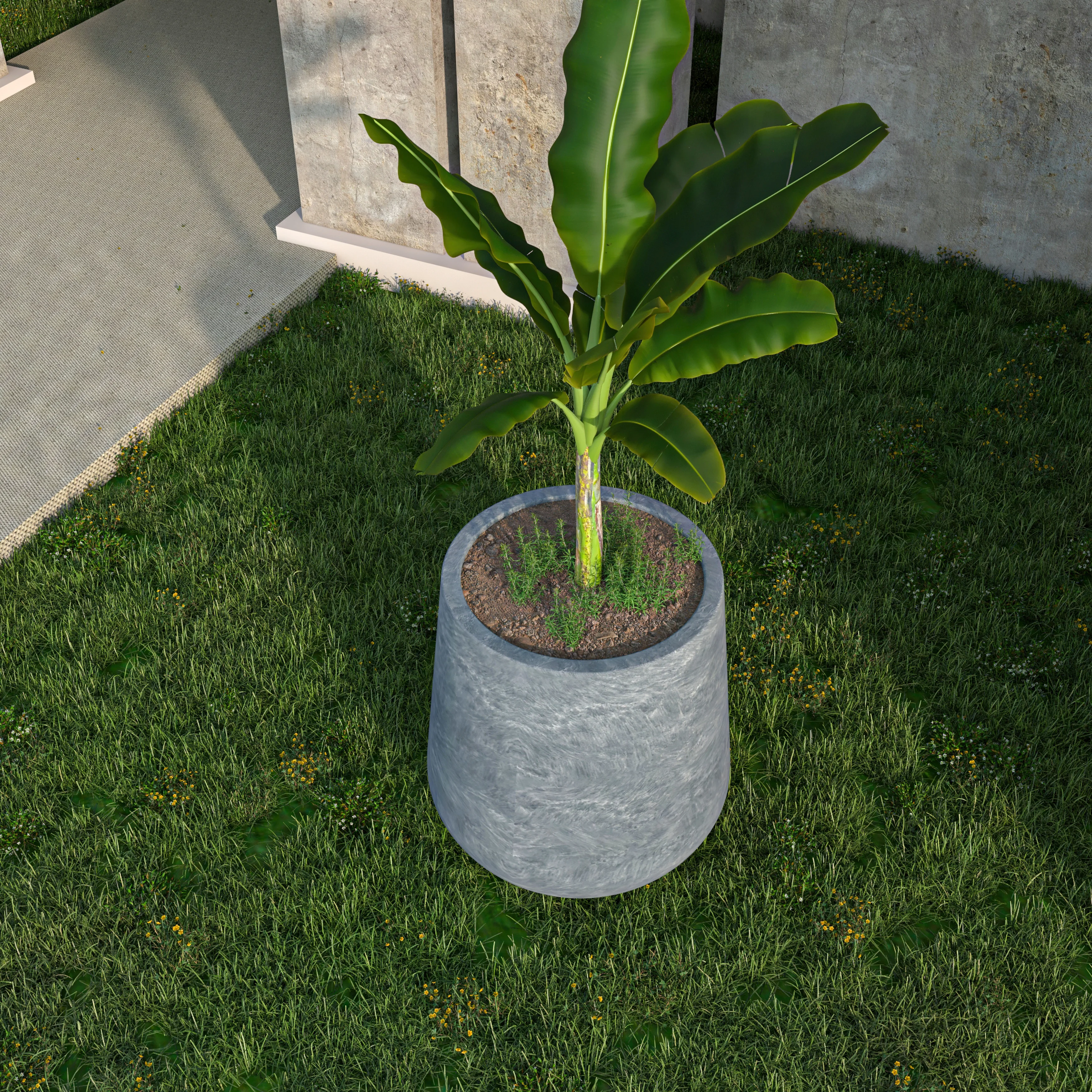 Orchid Seires Poly Stone Planter in Aged Concrete 17.7 Dia 17.7 High