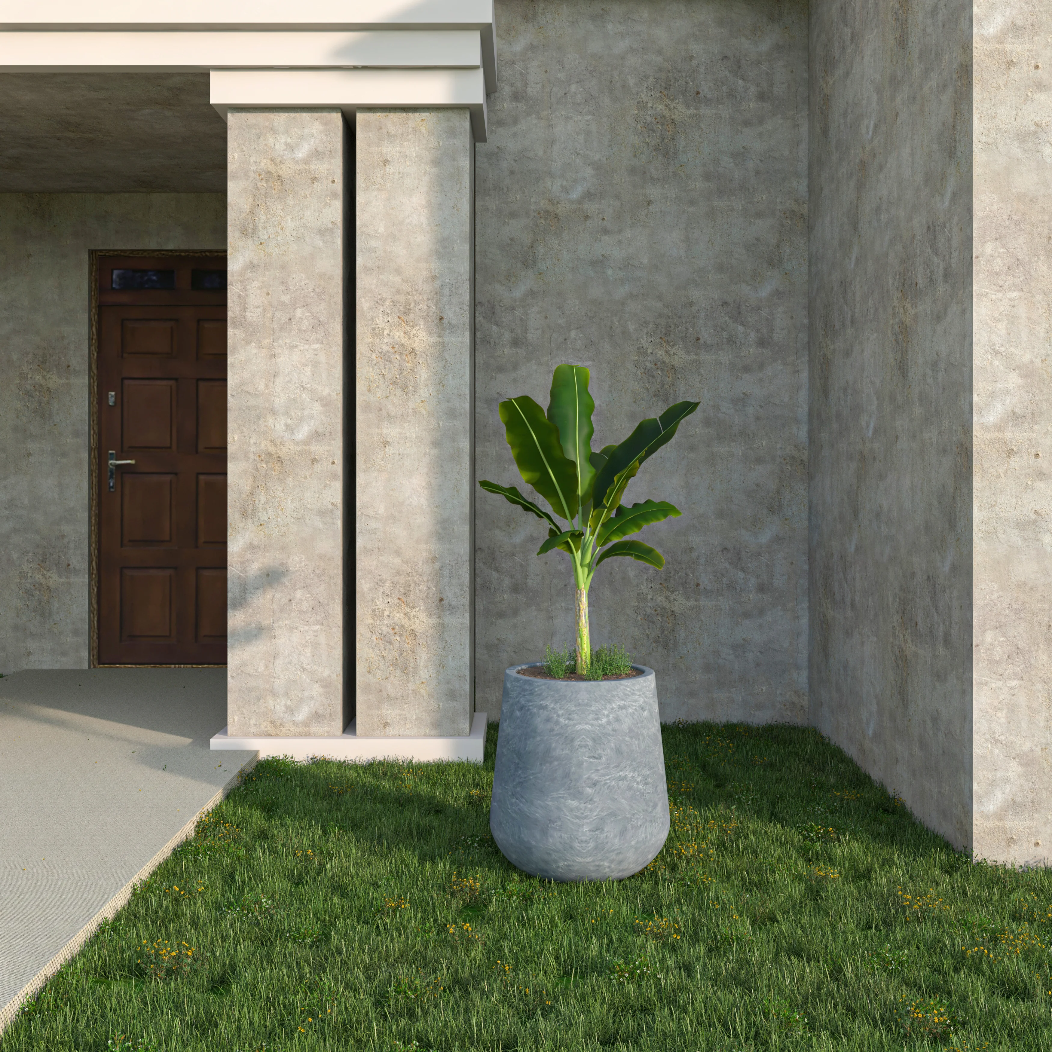 Orchid Seires Poly Stone Planter in Aged Concrete 17.7 Dia 17.7 High