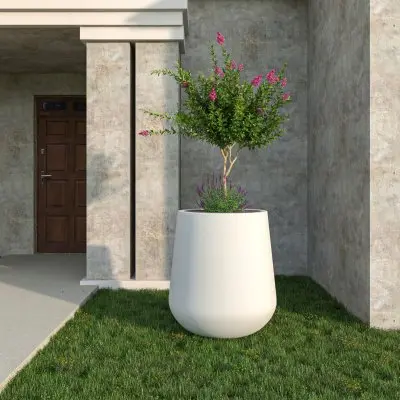Orchid Seires Poly Stone Planter in White 27.6 Dia 27.6 High