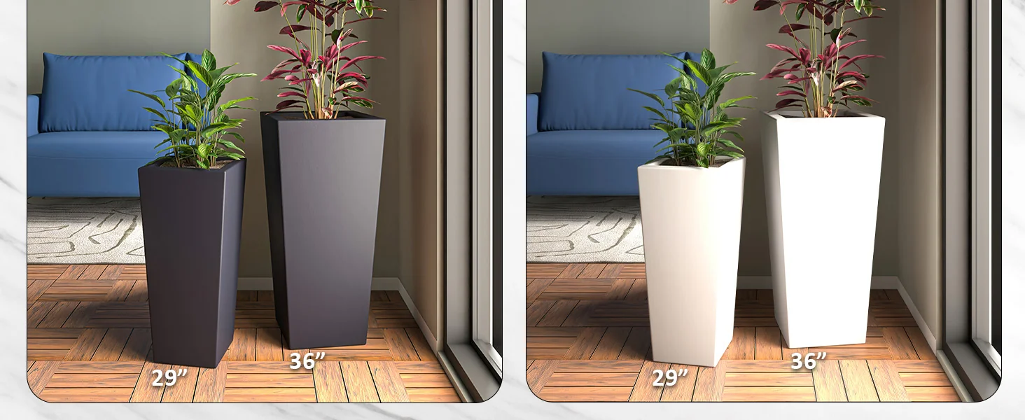 Orna Series Poly Stone Planter 13.8 Dia 29.4 High in Black