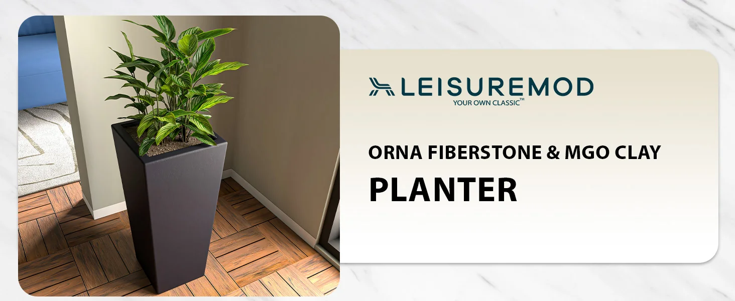 Orna Series Poly Stone Planter 13.8 Dia 29.4 High in Black