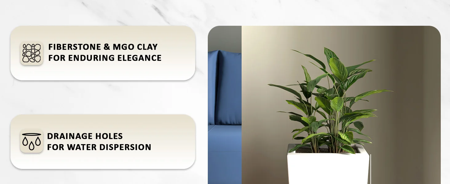 Orna Series Poly Stone Planter 13.8 Dia 29.4 High in White