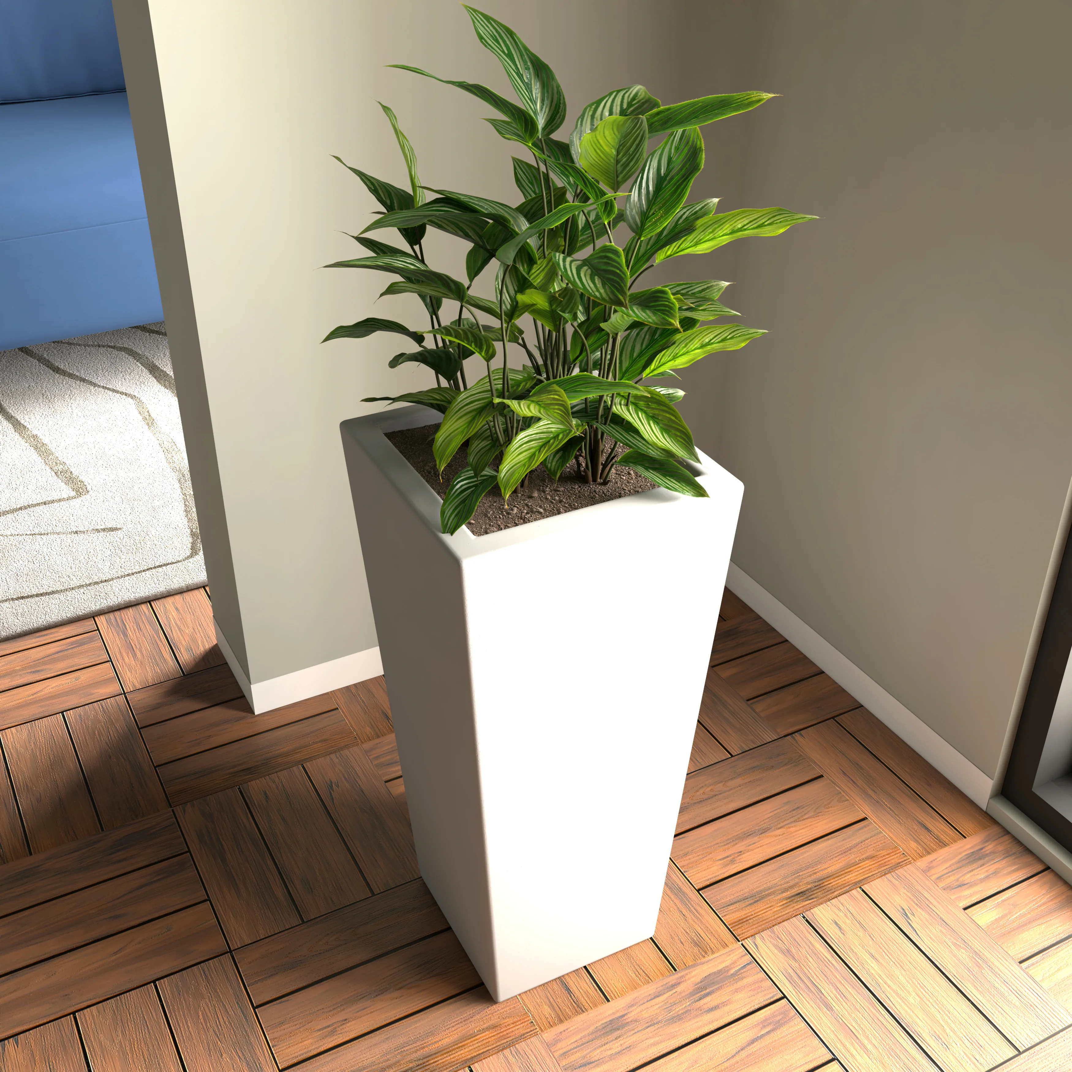 Orna Series Poly Stone Planter 13.8 Dia 29.4 High in White