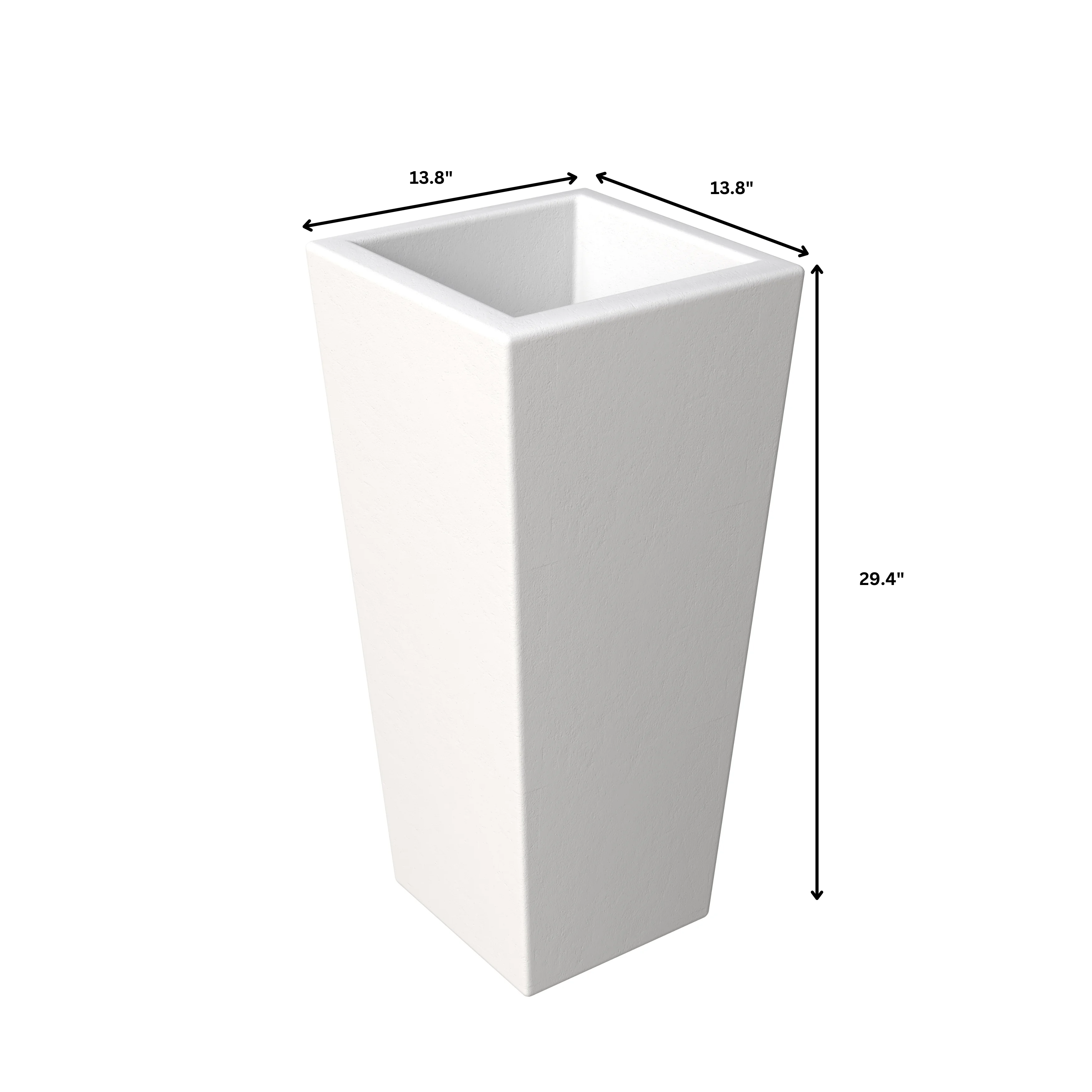 Orna Series Poly Stone Planter 13.8 Dia 29.4 High in White