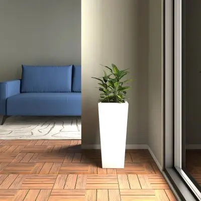 Orna Series Poly Stone Planter 13.8 Dia 29.4 High in White