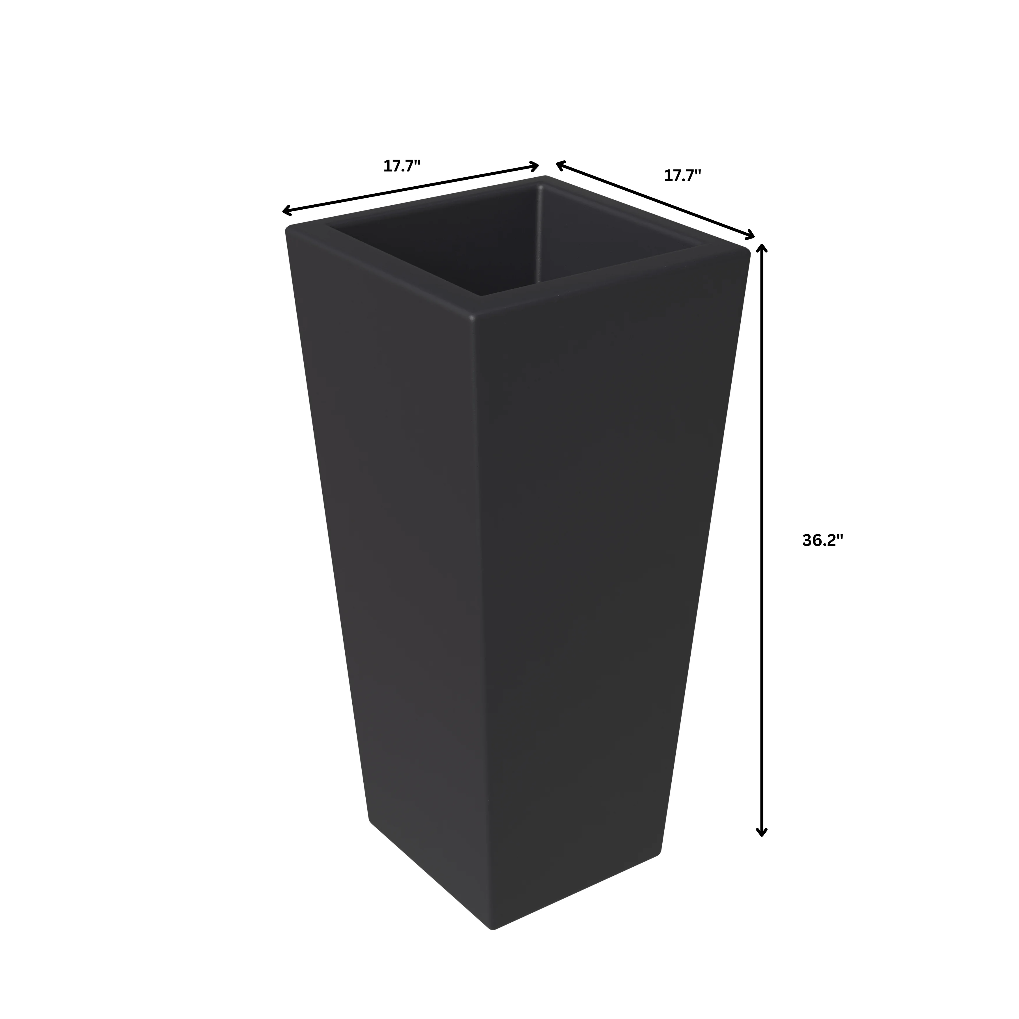 Orna Series Poly Stone Planter 17.7 Dia 36.2 High in Black