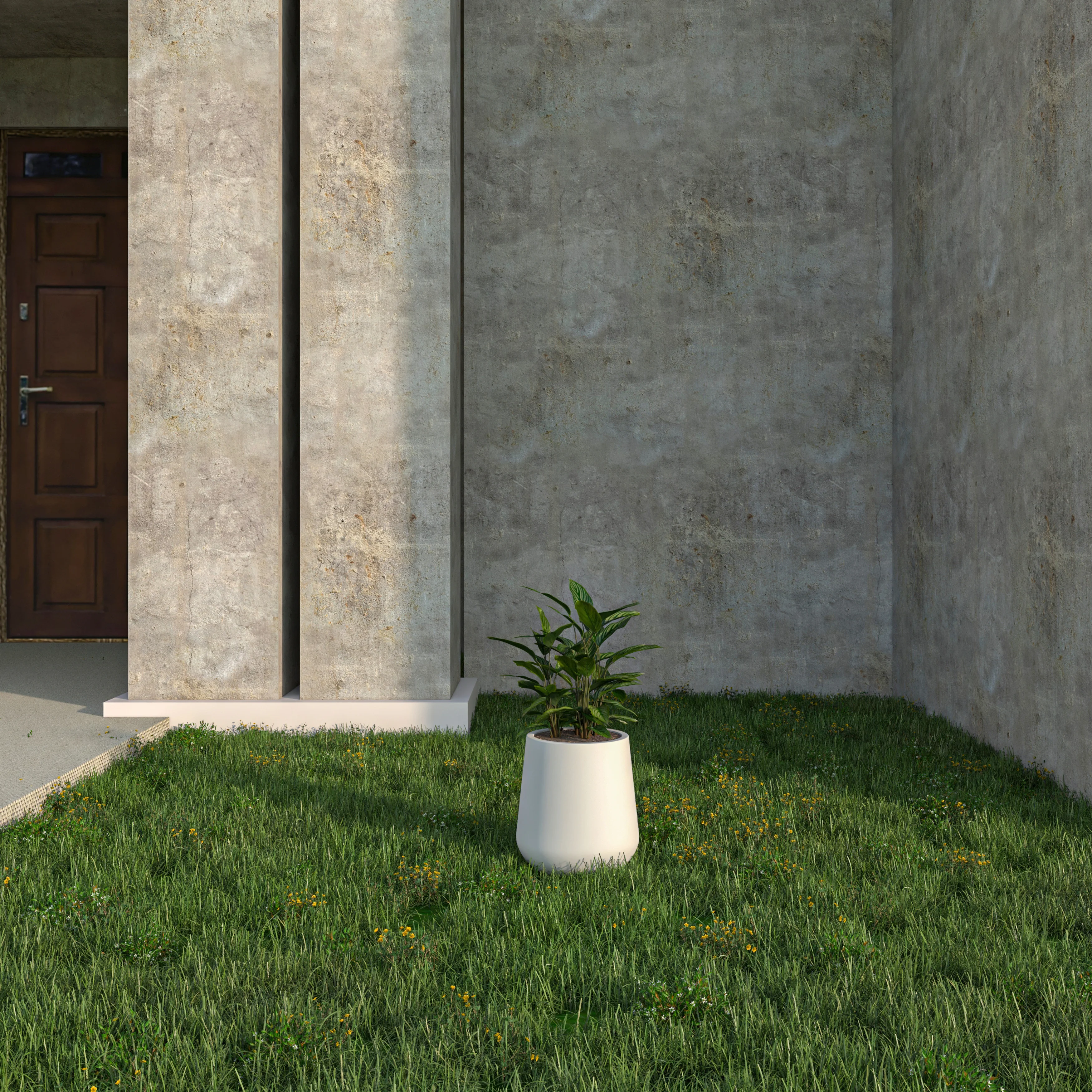 Orchid Seires Poly Stone Planter in White 7.1 Dia 7.9 High