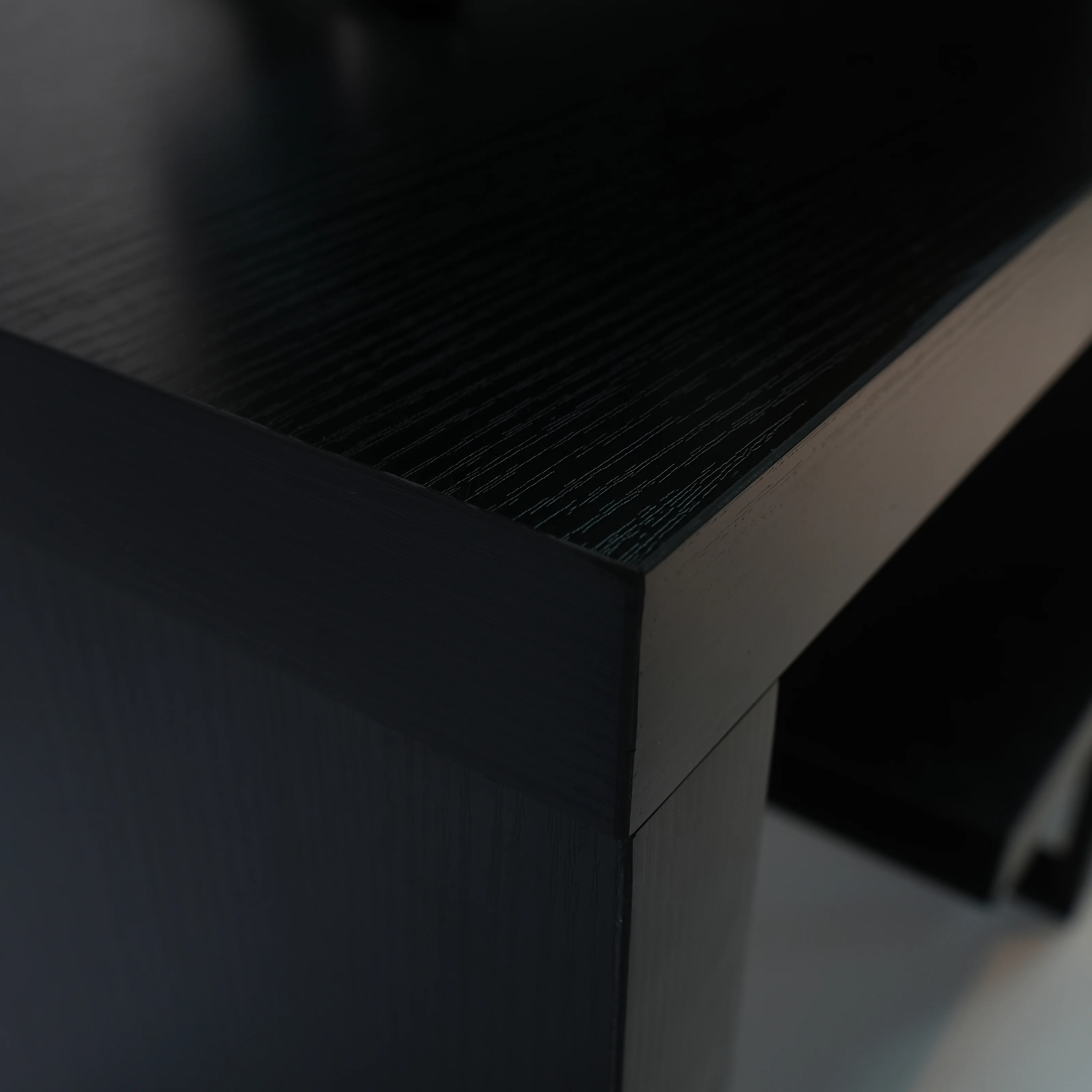 Orford Mid-Century Modern TV Stand with MDF Shelves and Powder Coated Iron Legs in Ebony