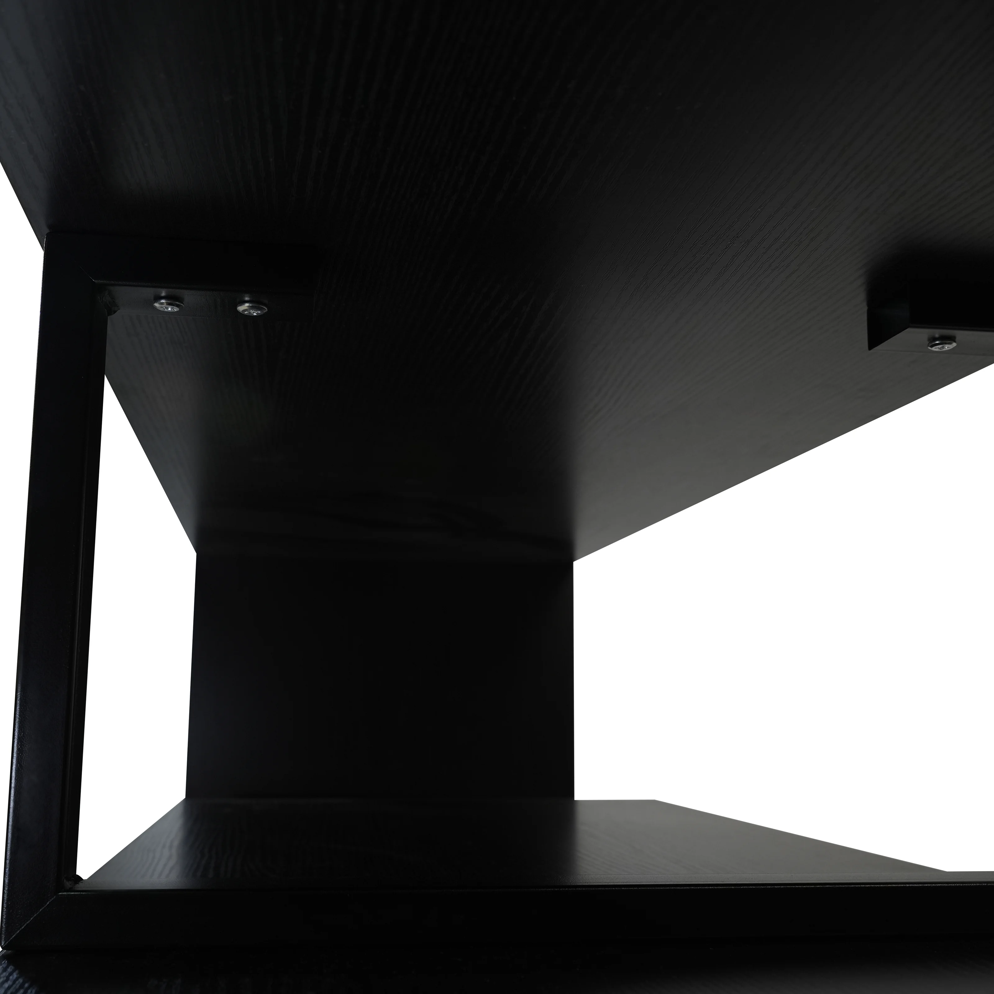 Orford Mid-Century Modern TV Stand with MDF Shelves and Powder Coated Iron Legs in Ebony