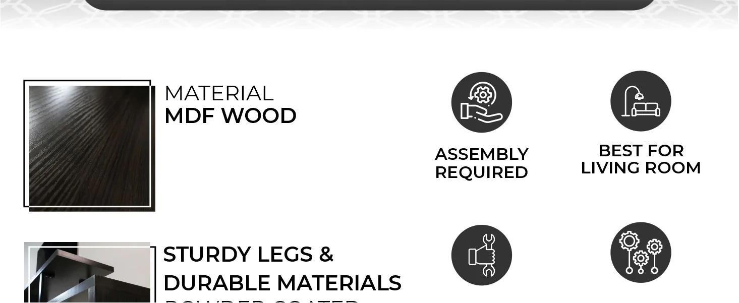 Orford Mid-Century Modern TV Stand with MDF Shelves and Powder Coated Iron Legs in Phantom Grey