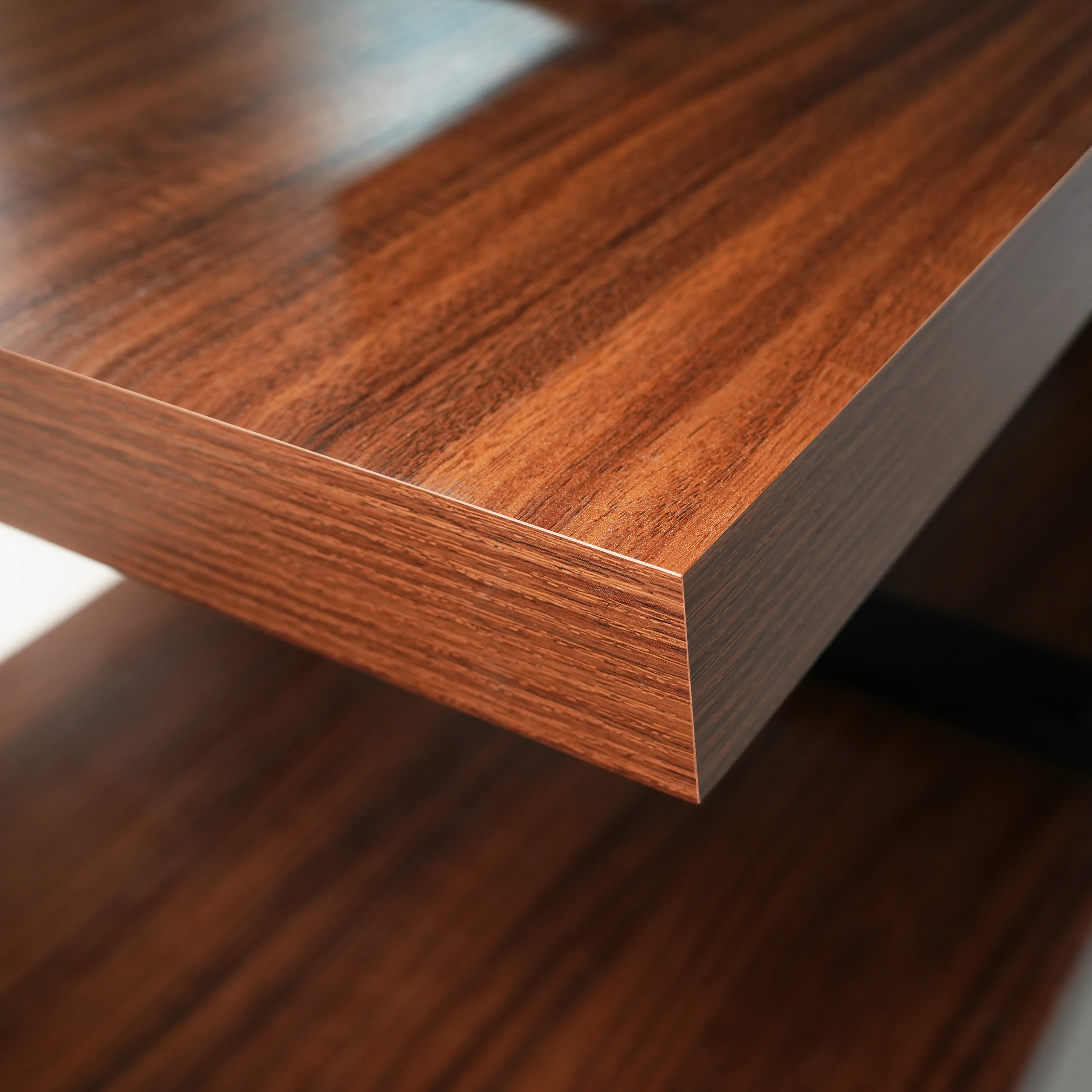 Orford Mid-Century Modern TV Stand with MDF Shelves and Powder Coated Iron Legs in Walnut