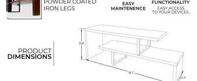 Orford Mid-Century Modern TV Stand with MDF Shelves and Powder Coated Iron Legs in Walnut