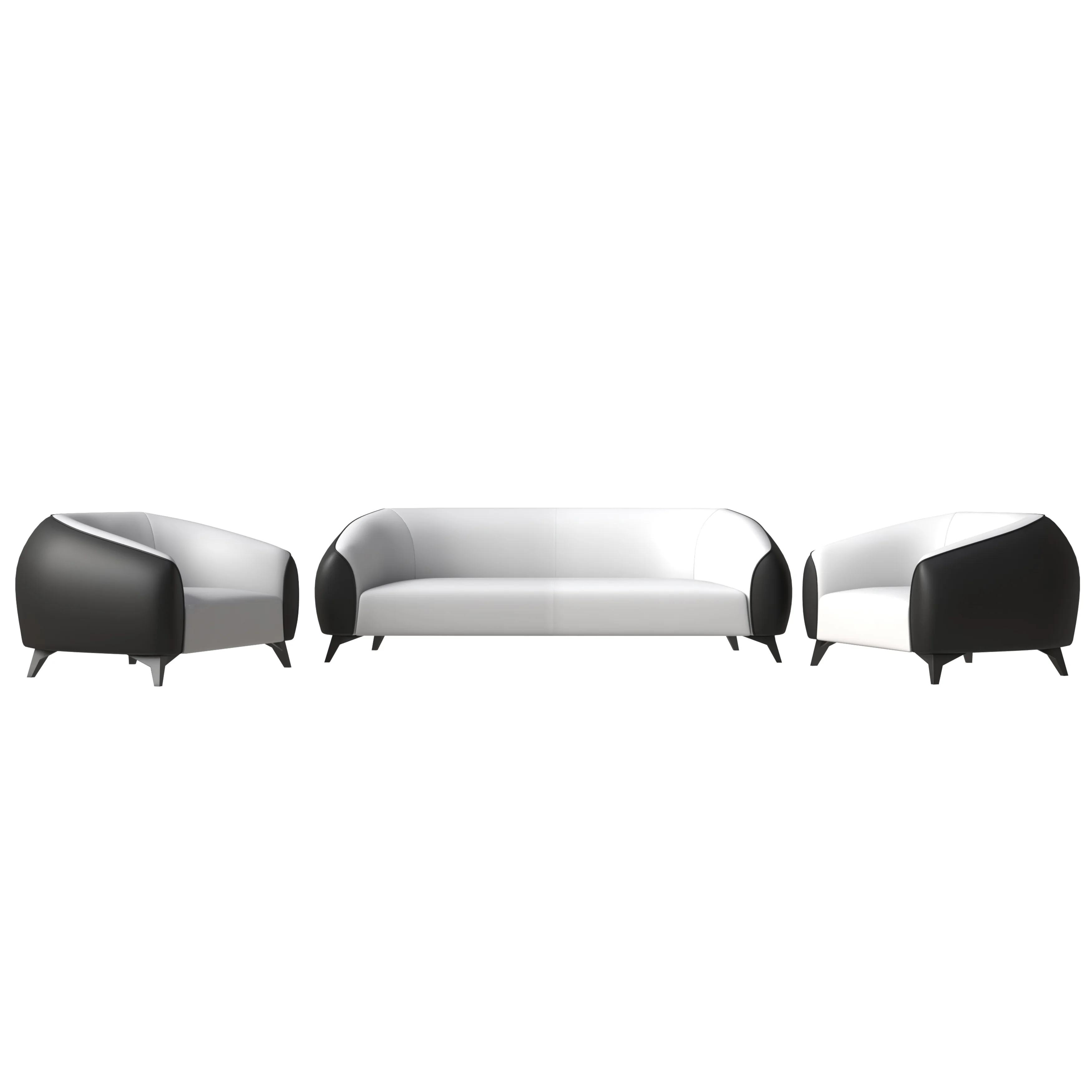 Opula Collection Sofa Set, 2 Single Seaters, and 3 seater In Black\White