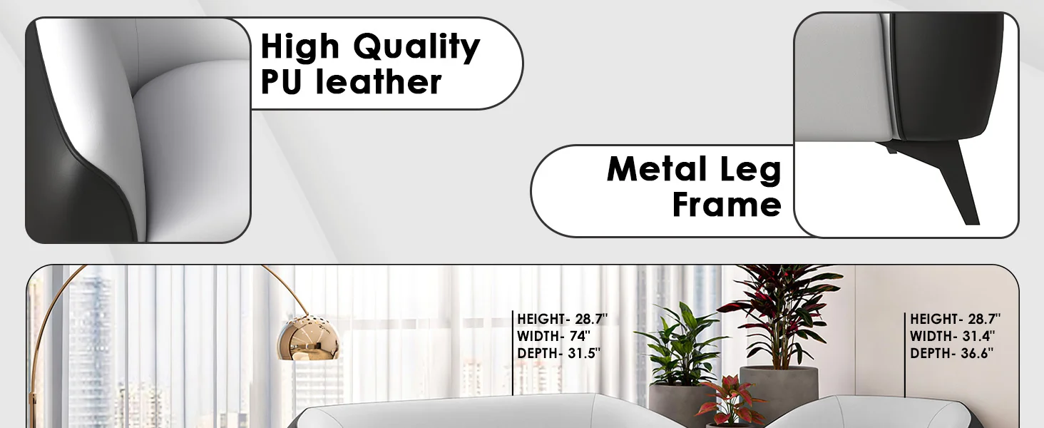 Opula Collection Sofa Set, 2 Single Seaters, and 3 seater In Black\White