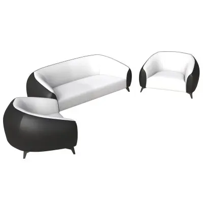 Opula Collection Sofa Set, 2 Single Seaters, and 3 seater In Black\White