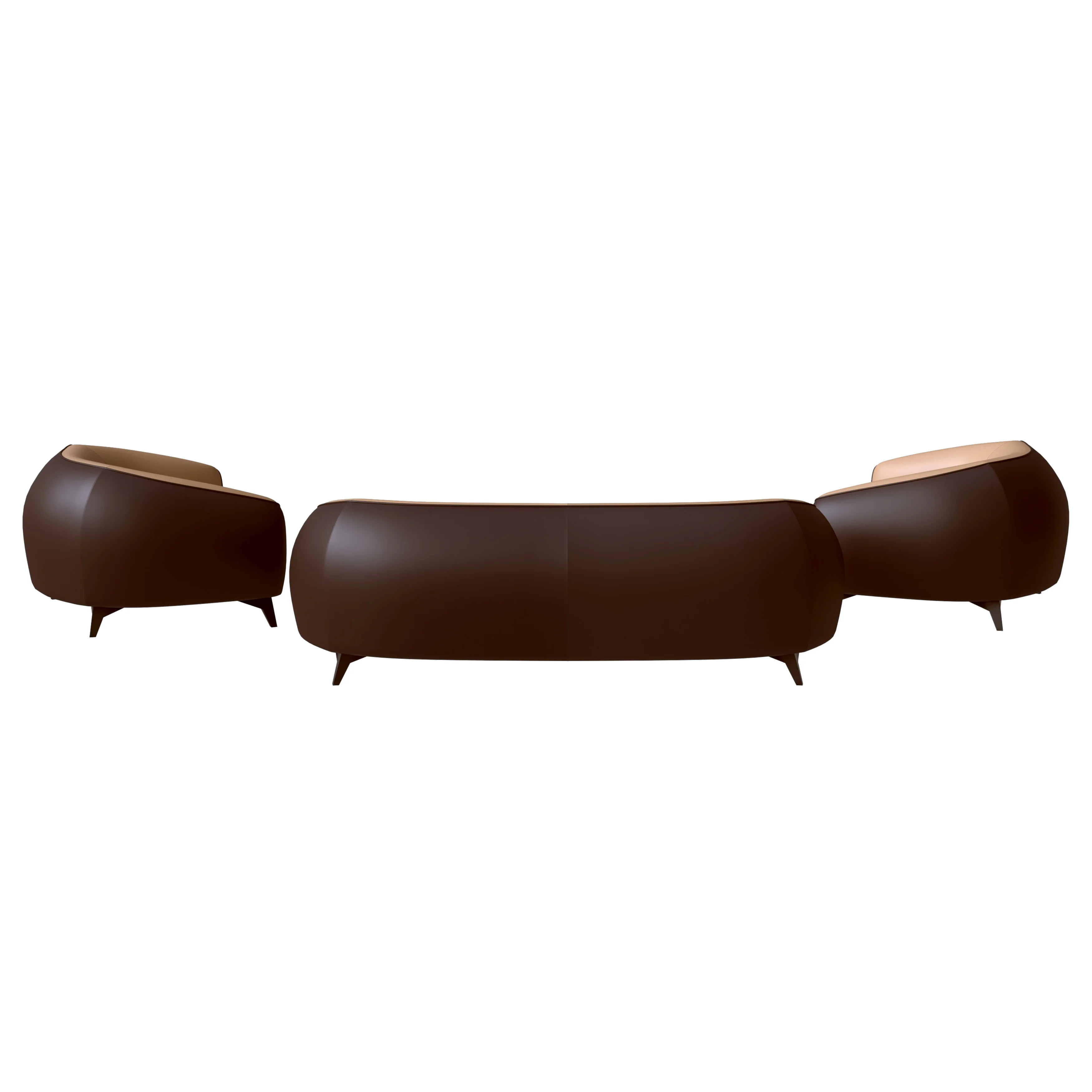 Opula Collection Sofa Set, 2 Single Seaters, and 3 seater In Brown