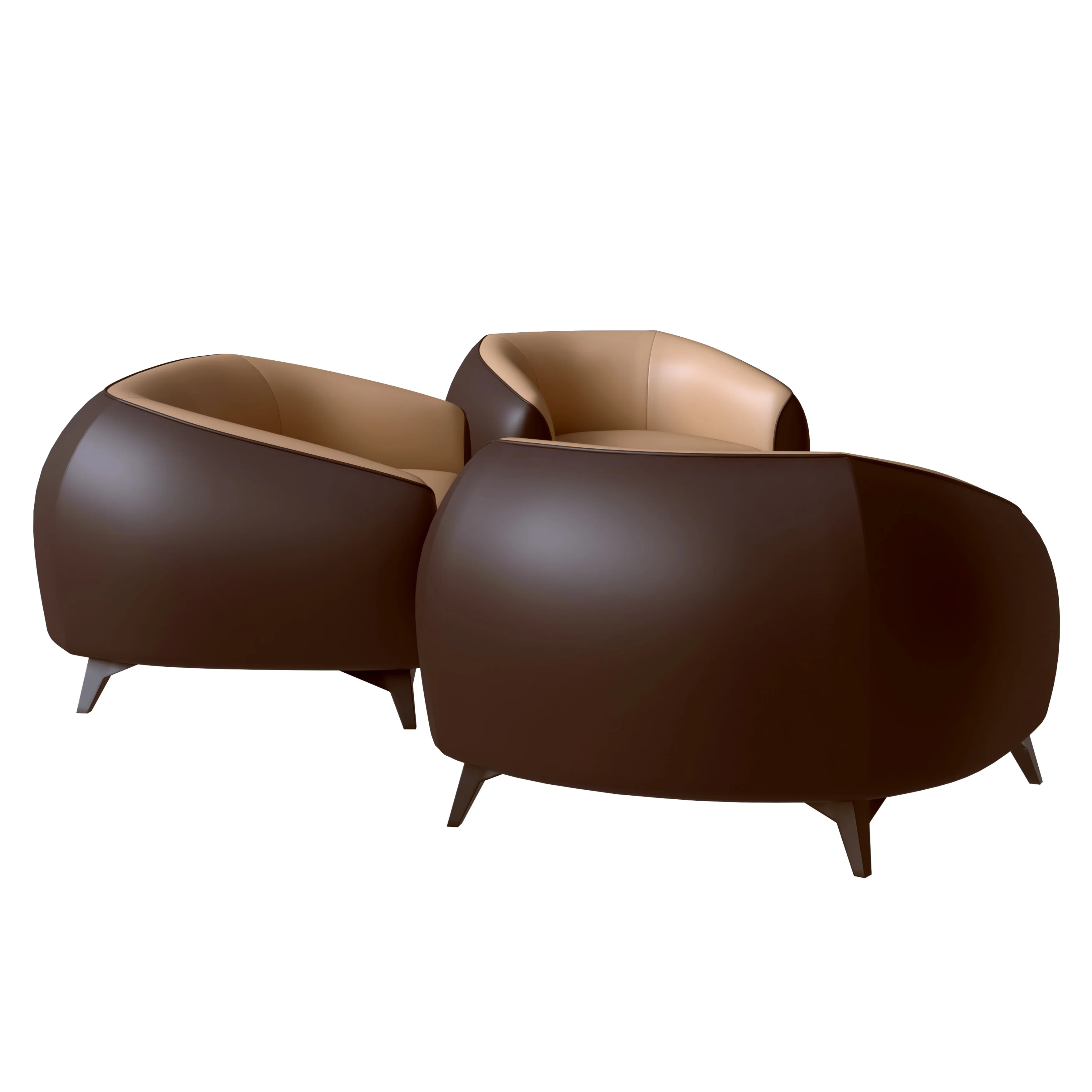 Opula Collection Sofa Set, 2 Single Seaters, and 3 seater In Brown