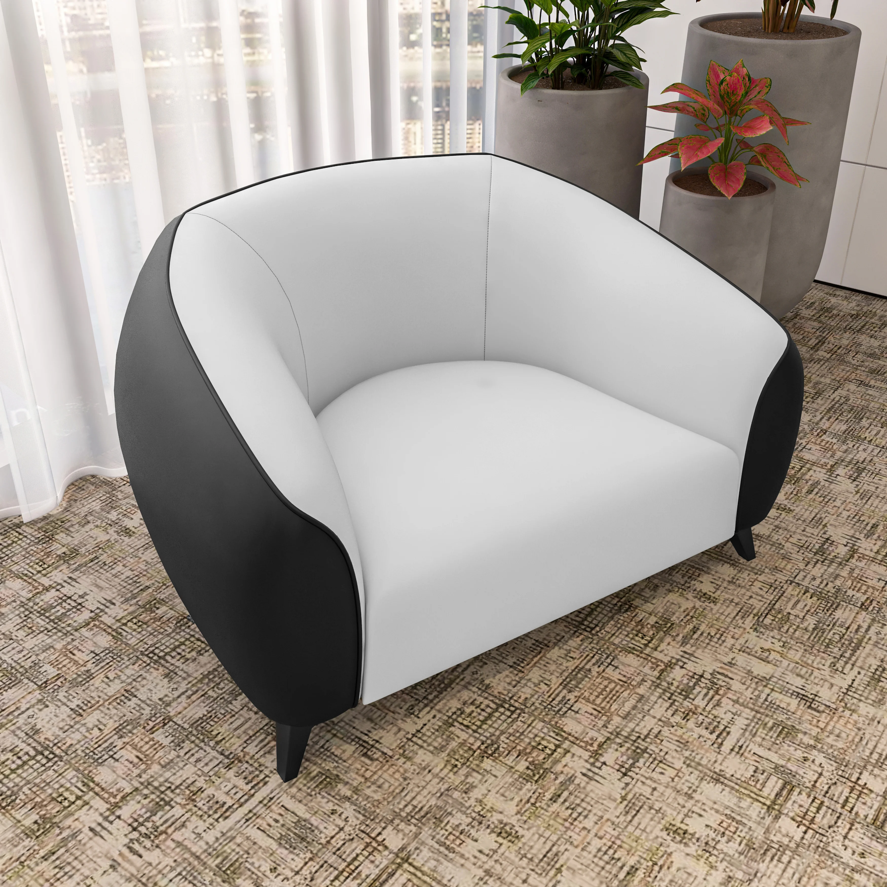 Opula Collection Single Seater Sofa In Black and White