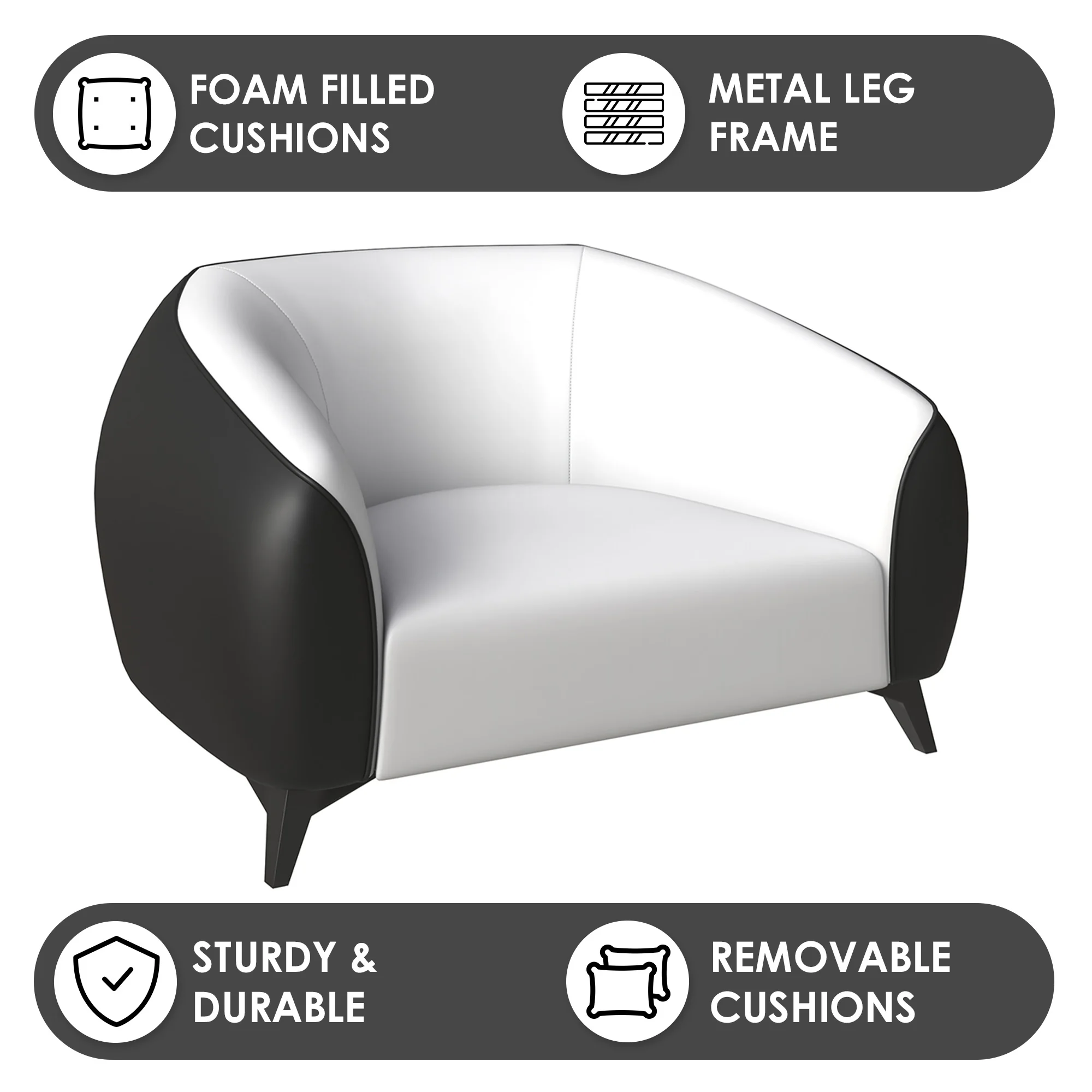 Opula Collection Single Seater Sofa In Black and White