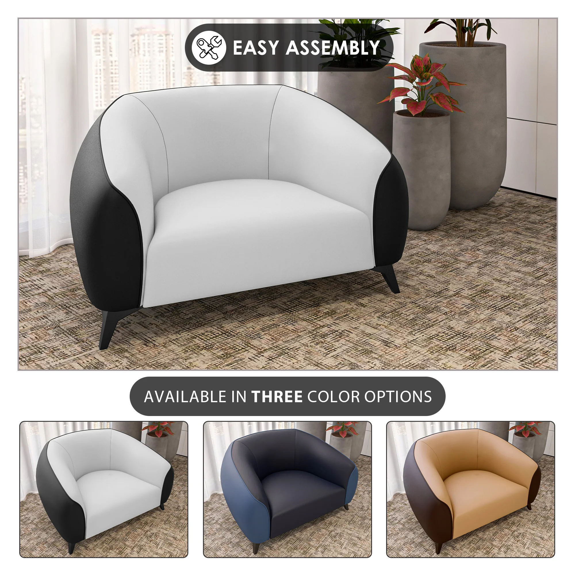 Opula Collection Single Seater Sofa In Black and White