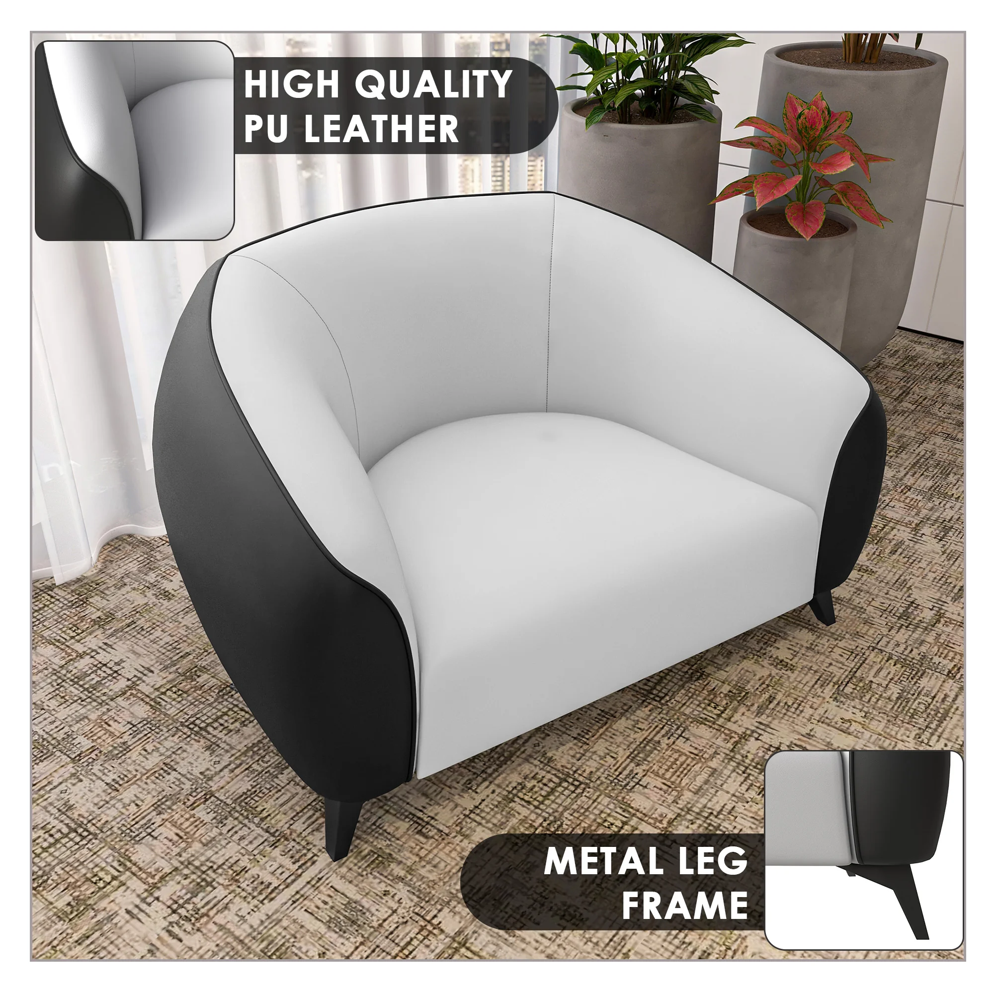 Opula Collection Single Seater Sofa In Black and White