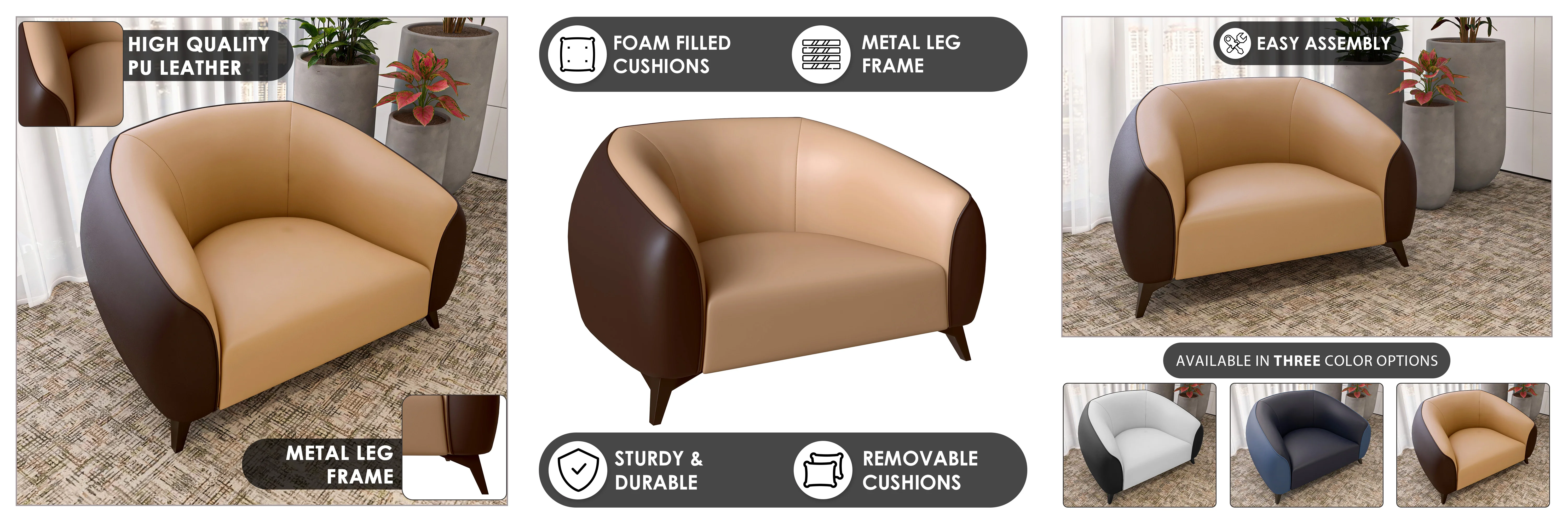 Opula Collection Single Seater Sofa In Brown