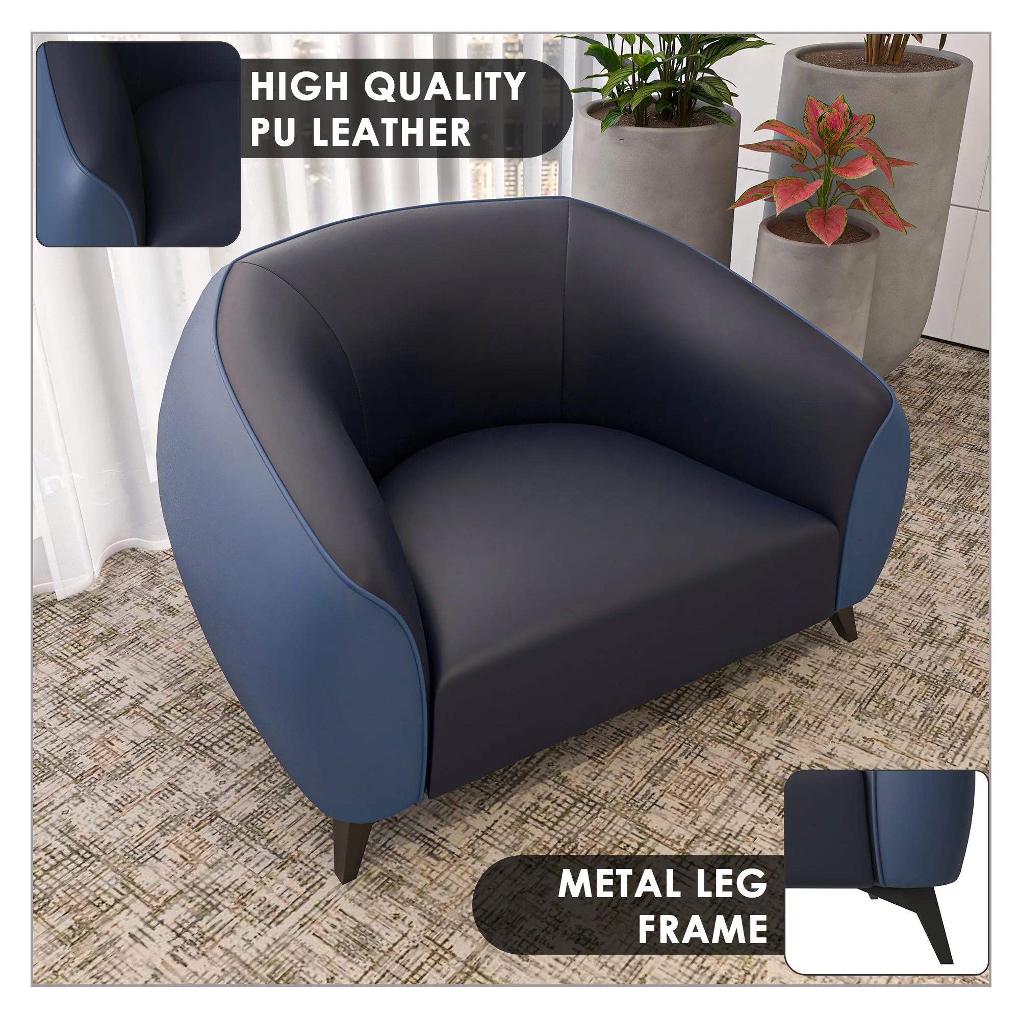 Opula Collection Single Seater Sofa In Blue