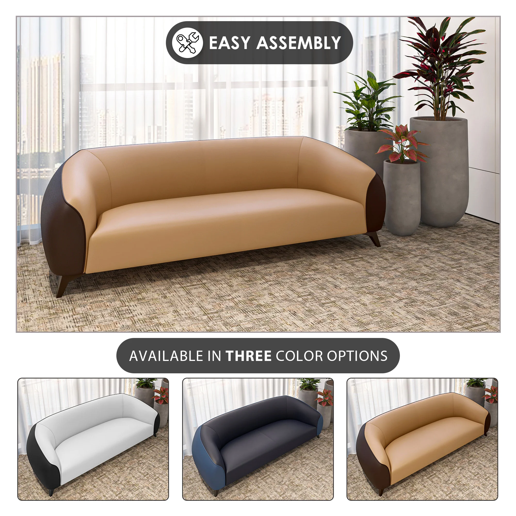 Opula Collection Three Seater Sofa In Brown