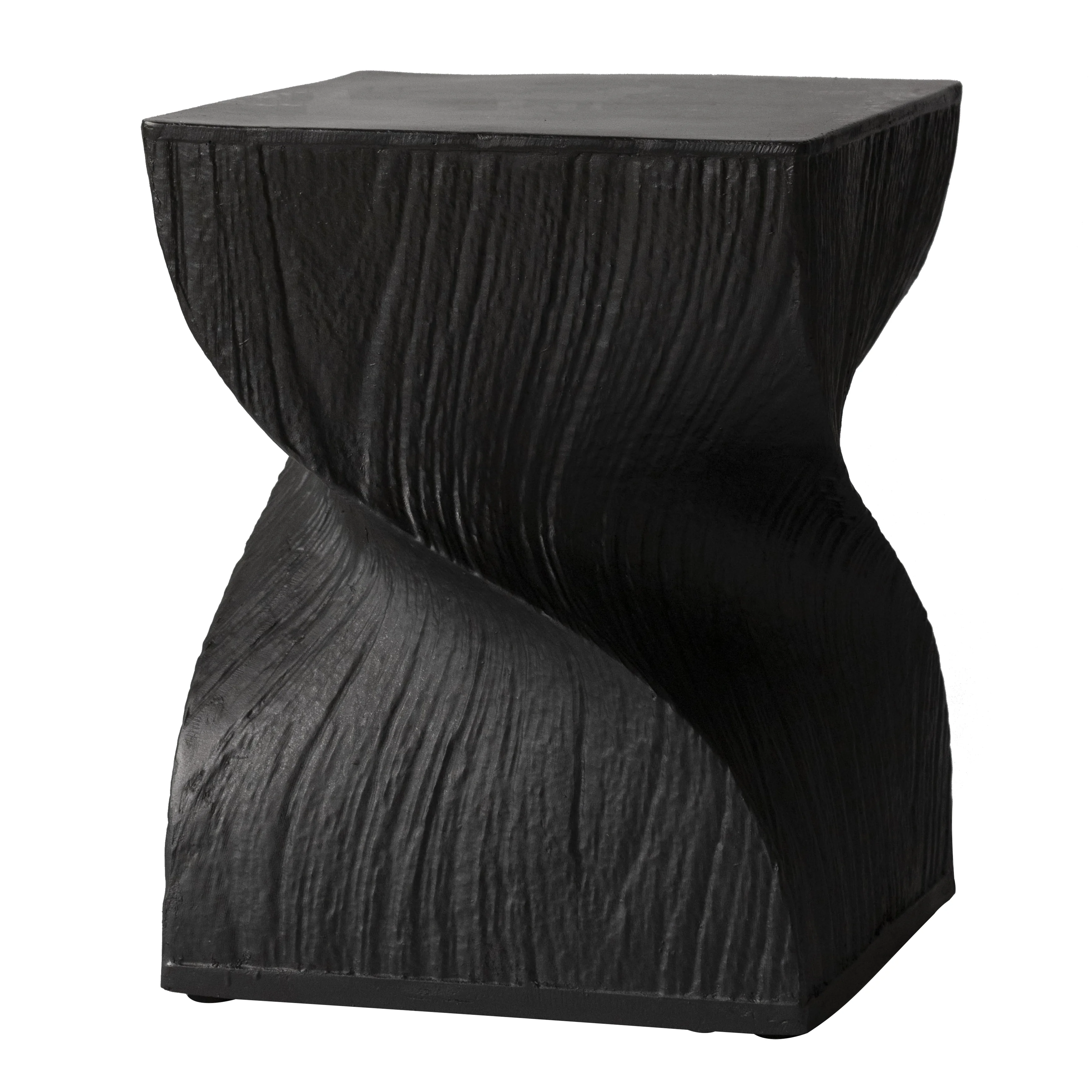 Onyx Collection Fiberglass Outdoor Side Table in Black