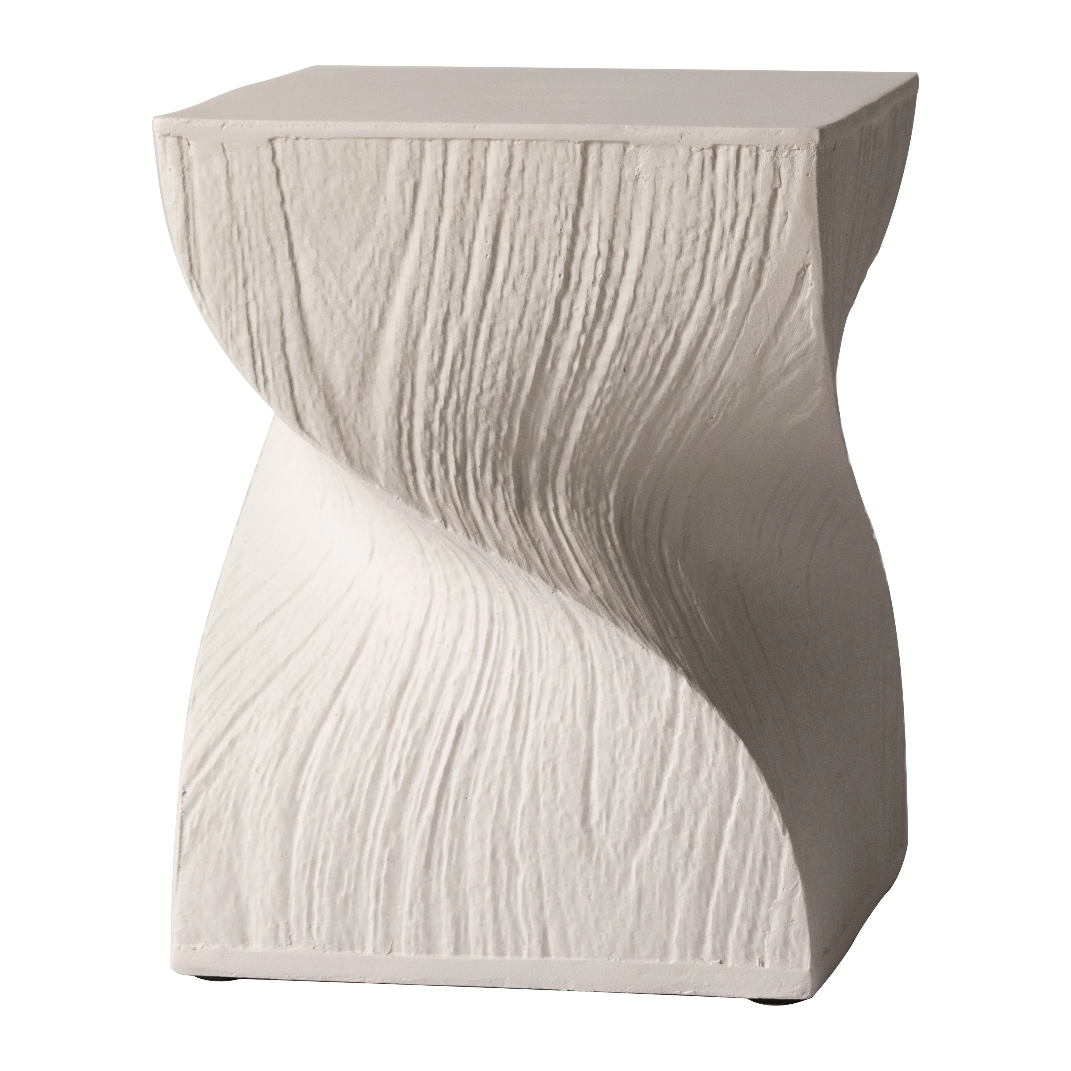 Onyx Collection Fiberglass Outdoor Side Table in Cream