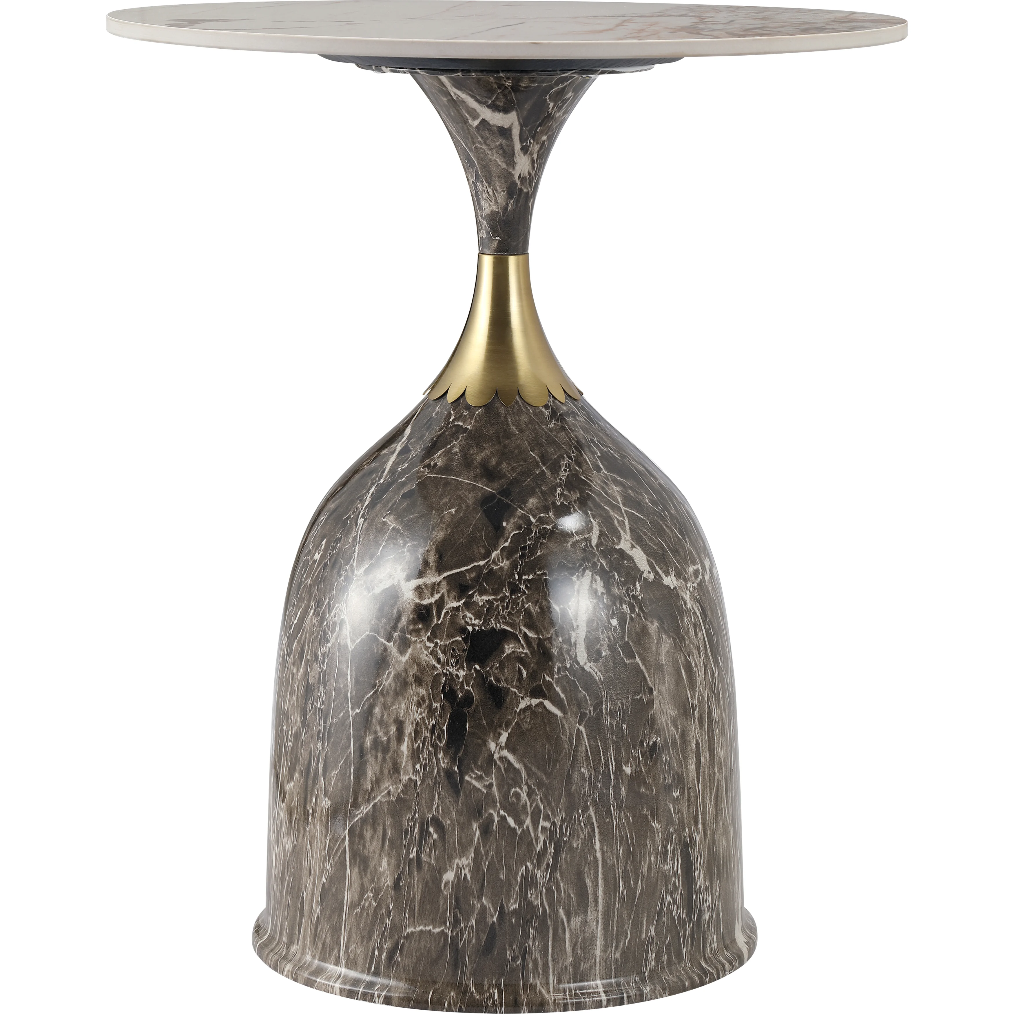 Oslo Collection Modern End Table In Marbled Brown