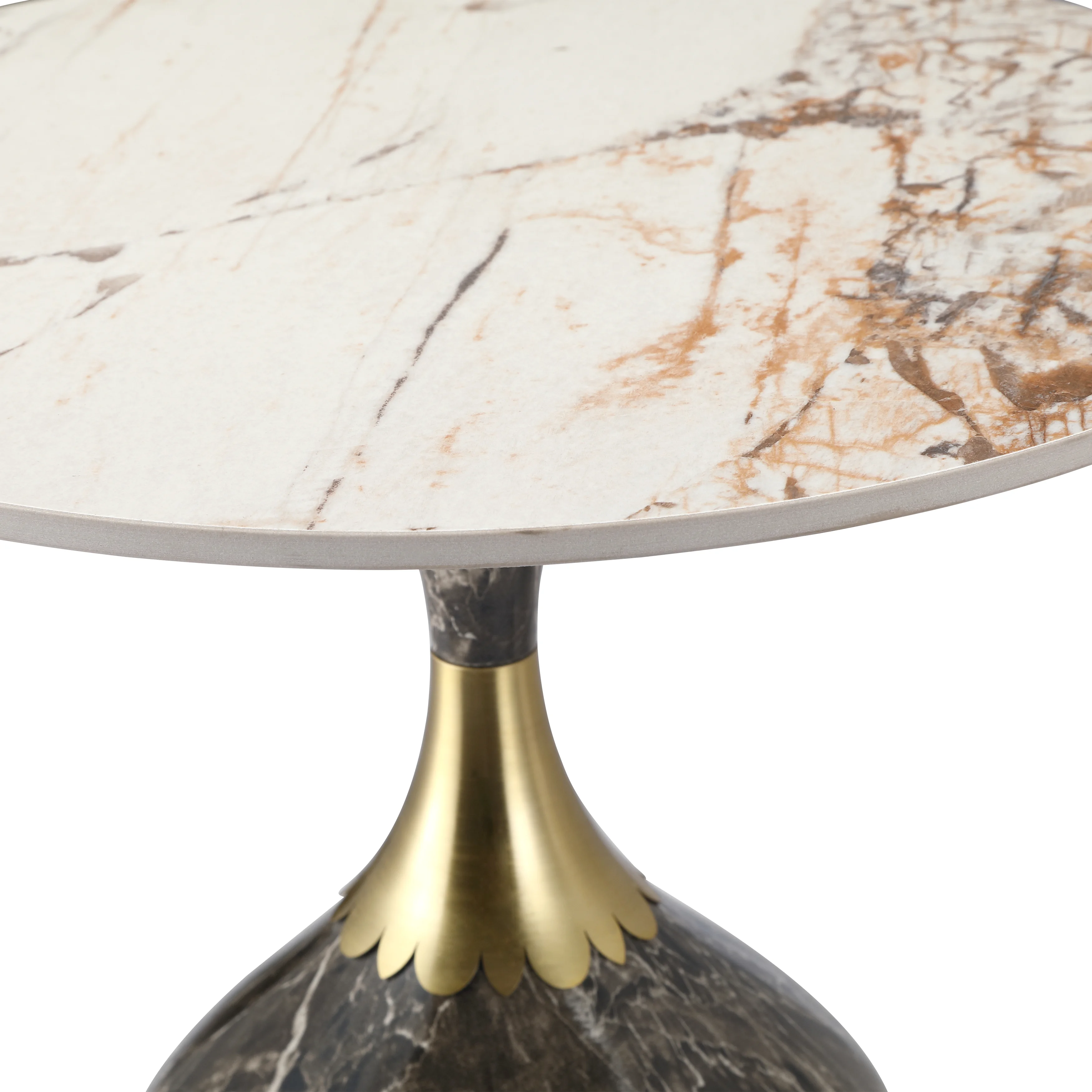 Oslo Collection Modern End Table In Marbled Brown